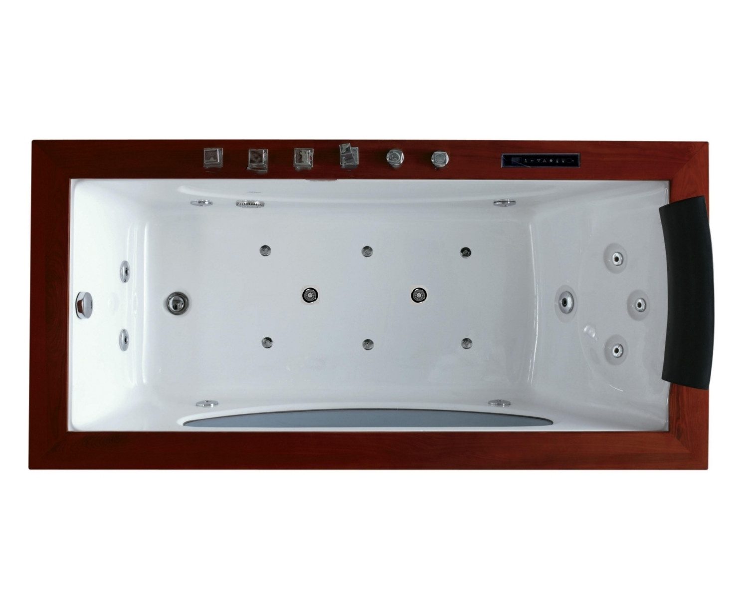 Duwilux Whirlpool-Badewanne Whirlpool 180x89 Texas Badewanne Bullauge Echtholzrand VOLLAUSSTATTUNG, (1-tlg), Heizung