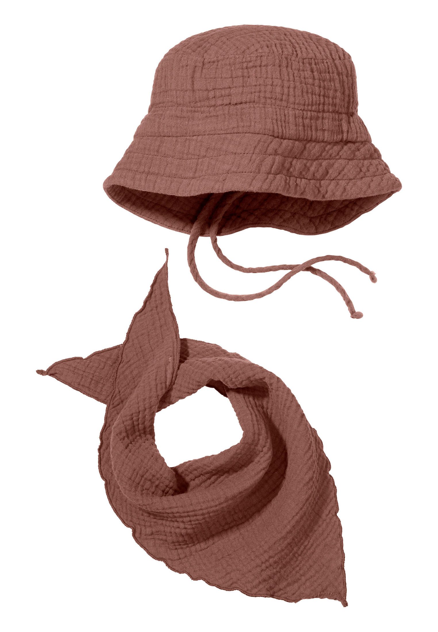 Hessnatur Mütze & Schal Musselin-Set mit Tuch (Set, 2-tlg., Sonnenhut & Tuch)