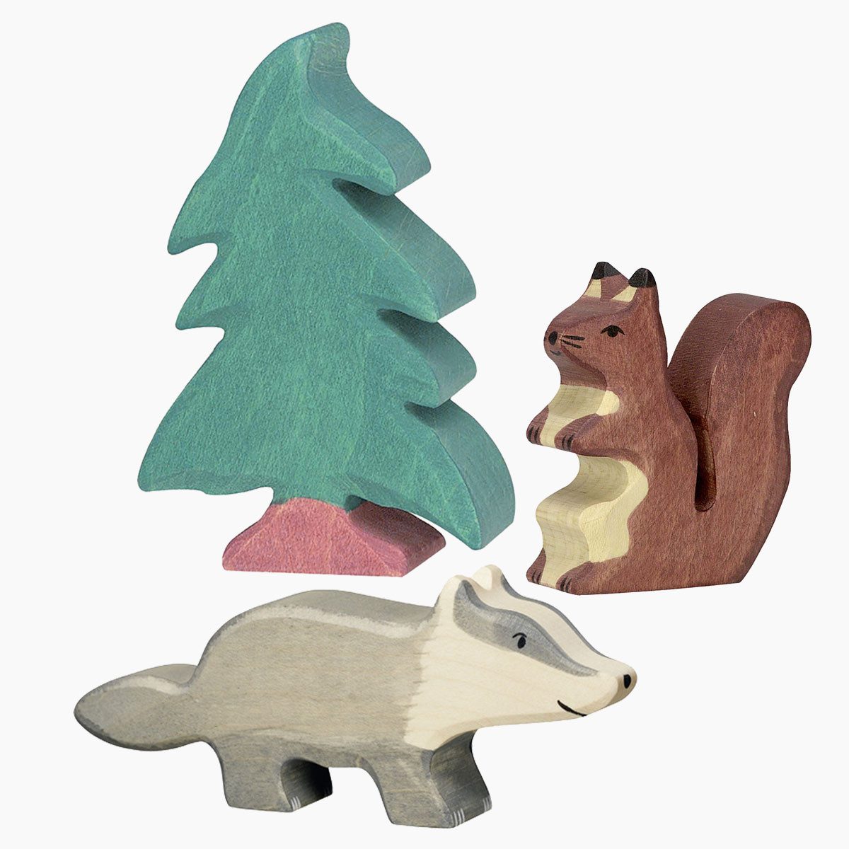 Holztiger Spielwelt Tierset Waldtiere, (packung, 3-tlg., sparset), Wertvolle Handarbeit aus Europa