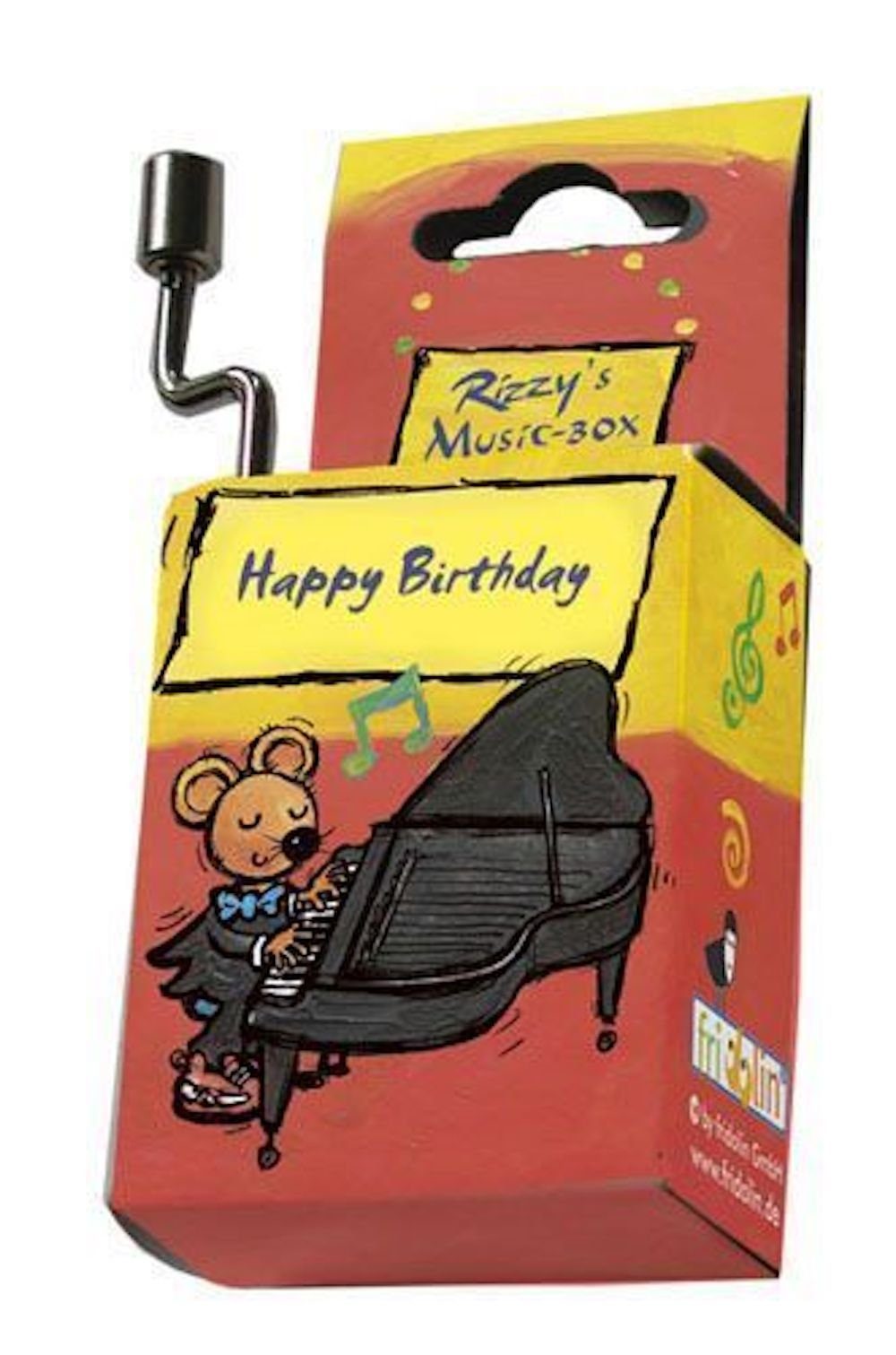 Fridolin Spieluhr Kurbel-Spieldose Melodie "Happy Birthday" Spieldose Geburtstag, (Set, 1-tlg), hochwertiges 18 - Ton Spielwerk mit Handkurbel