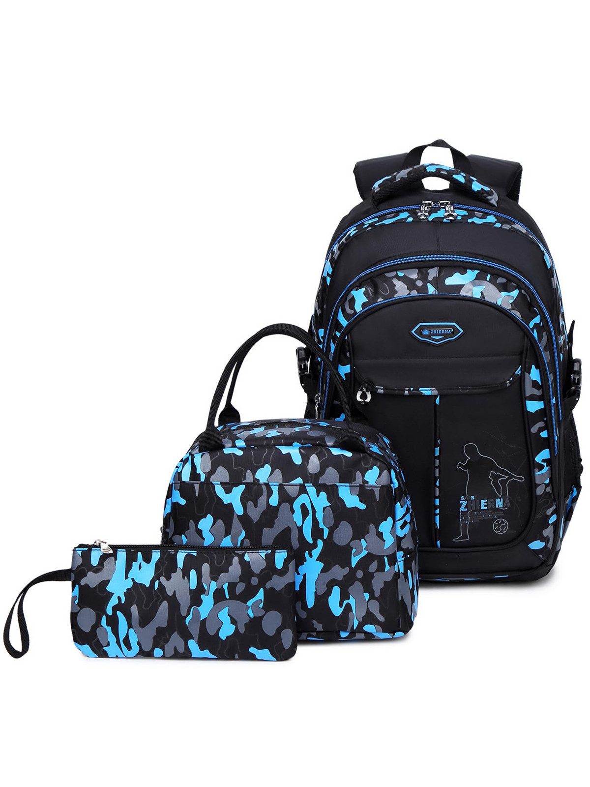 Schulrucksack Schulrucksack-Set Jungen Teenager coole Camouflage-Büchertaschen