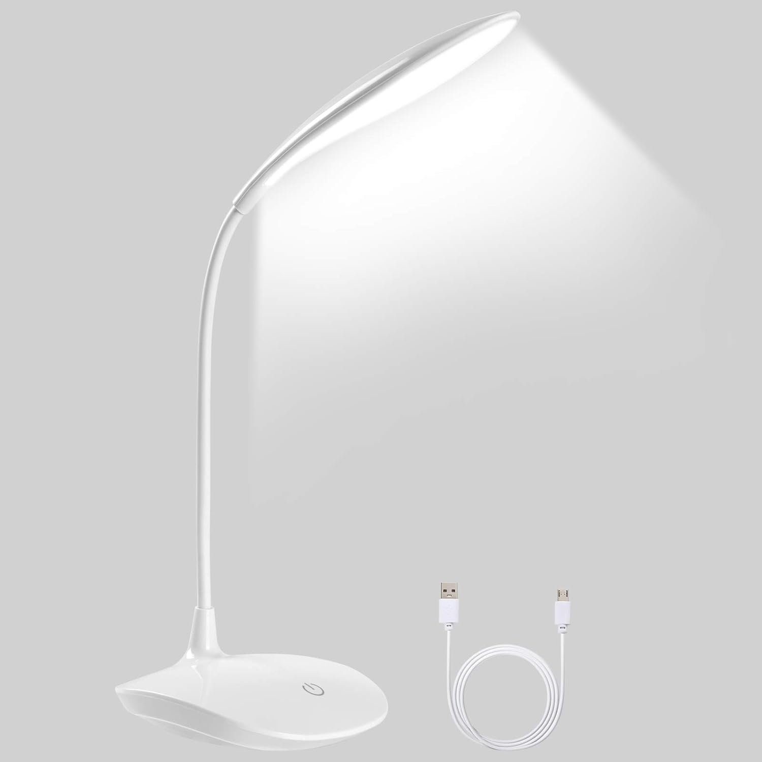 DTC GmbH LED Leselampe USB-Schreibtischlampe für die Augenpflege, Grundversion, LED fest integriert, 3 Helligkeitsstufen, USB-Laden, frei einstellbar