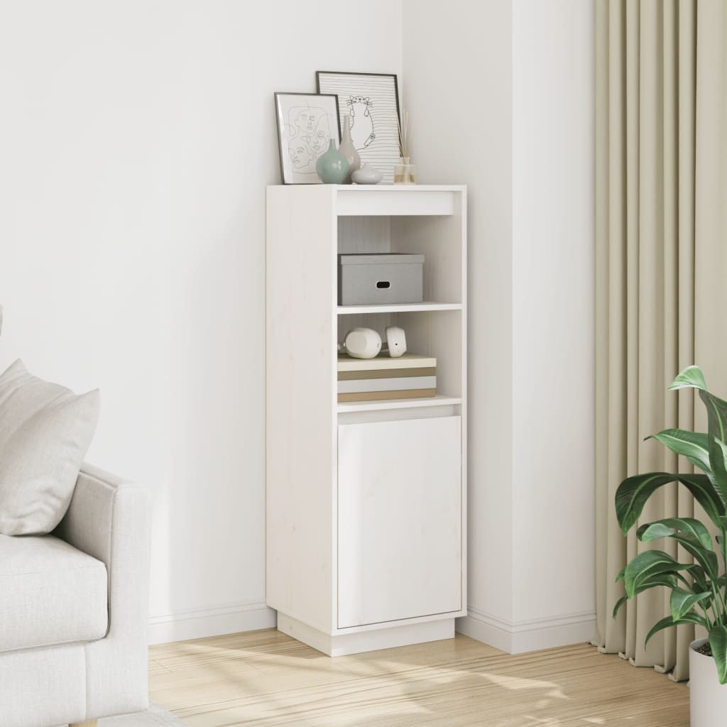 furnicato Highboard Hochwertiges aus Kiefernholz, 37 x 34 x 110 cm, Weiß (1 St)