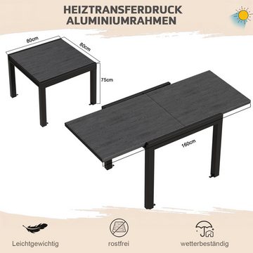 HOMALL Gartentisch Gartentisch, rostfreies Aluminium Ausziehtisch für 6 bis 10 Personen