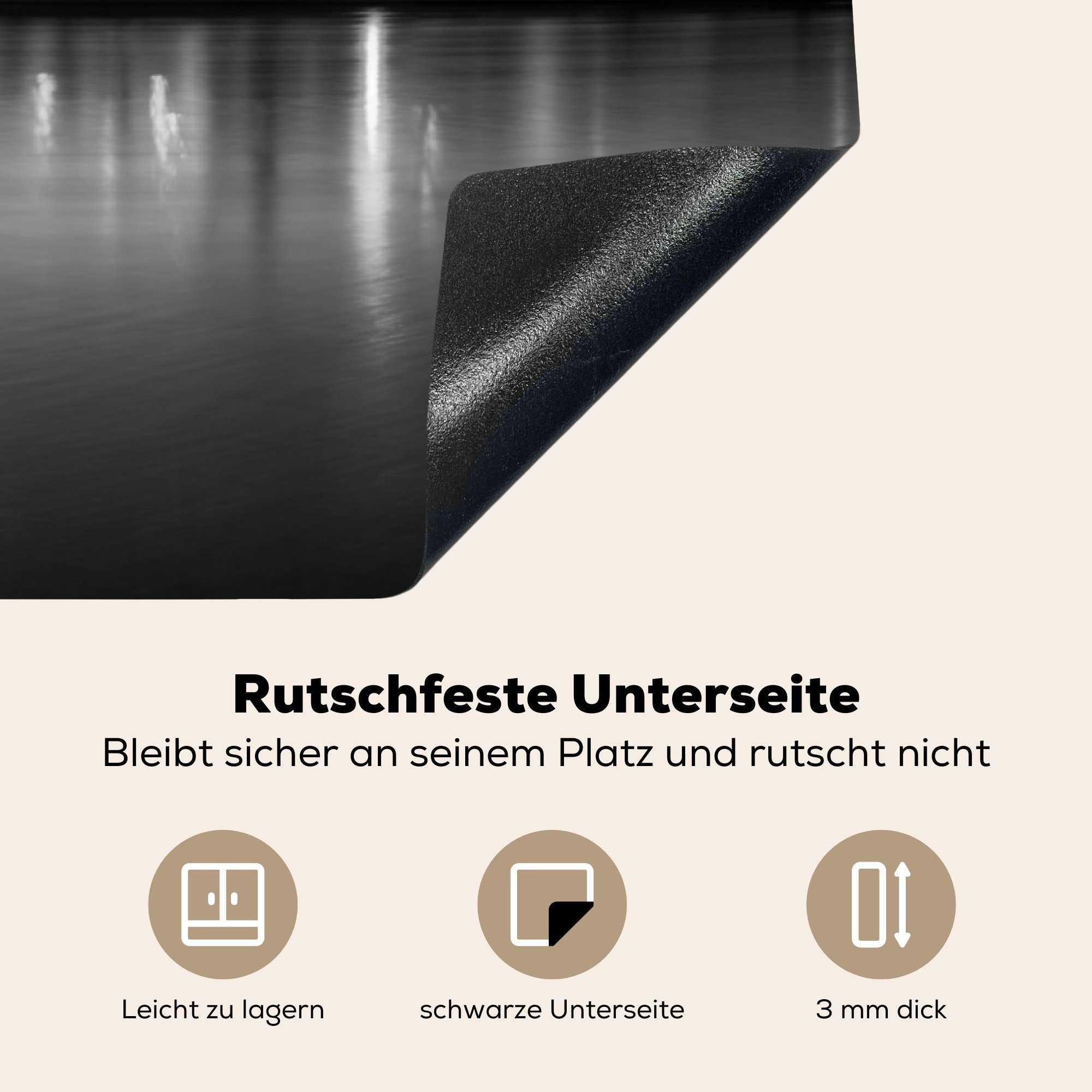 MuchoWow Herdblende-/Abdeckplatte Schwarz-Weiß-Panorama von Deutschland, 83x51 Vinyl, Ceranfeldabdeckung, Magdeburg Arbeitsplatte cm, in (1 tlg), küche für