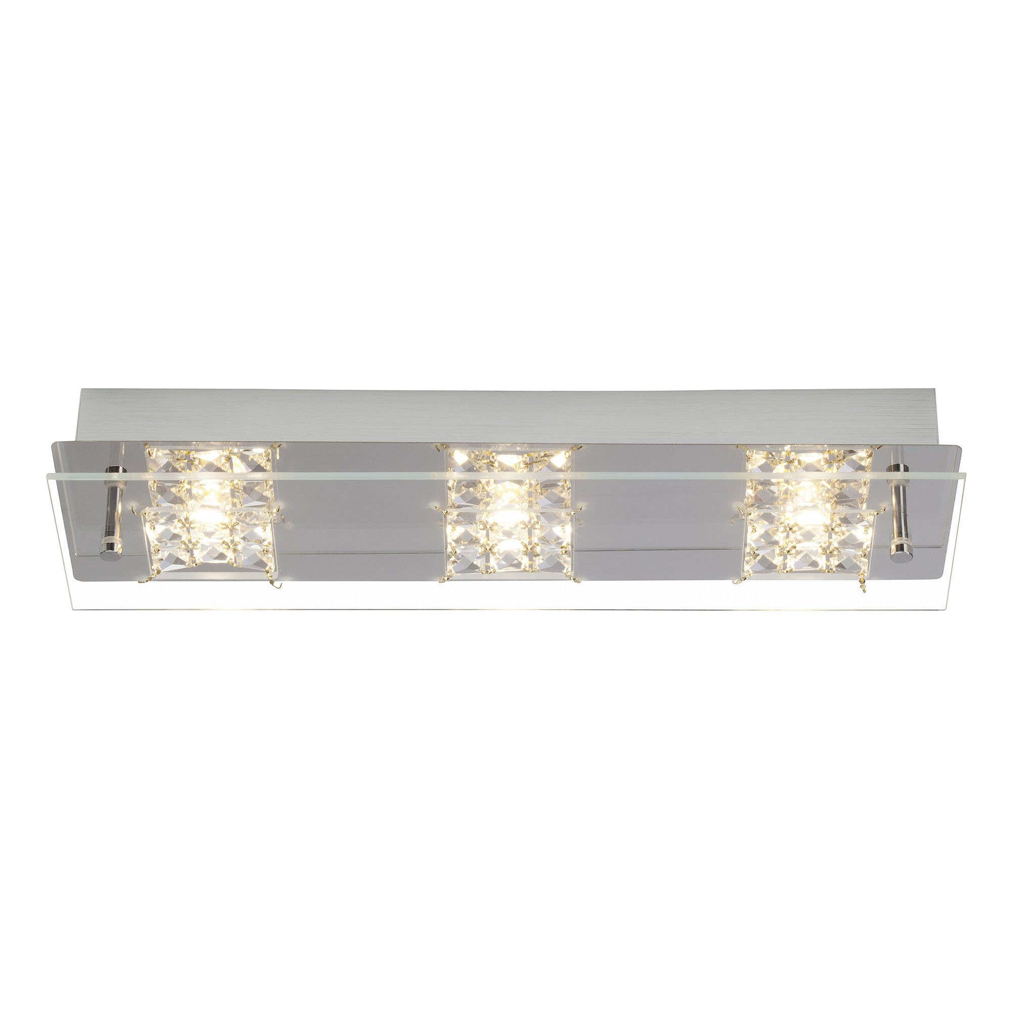 3 Brilliant LED Brilliant Dekorglas Kristall Deckenleuchte Chrom 42cm Aufbauleuchte Glas flg