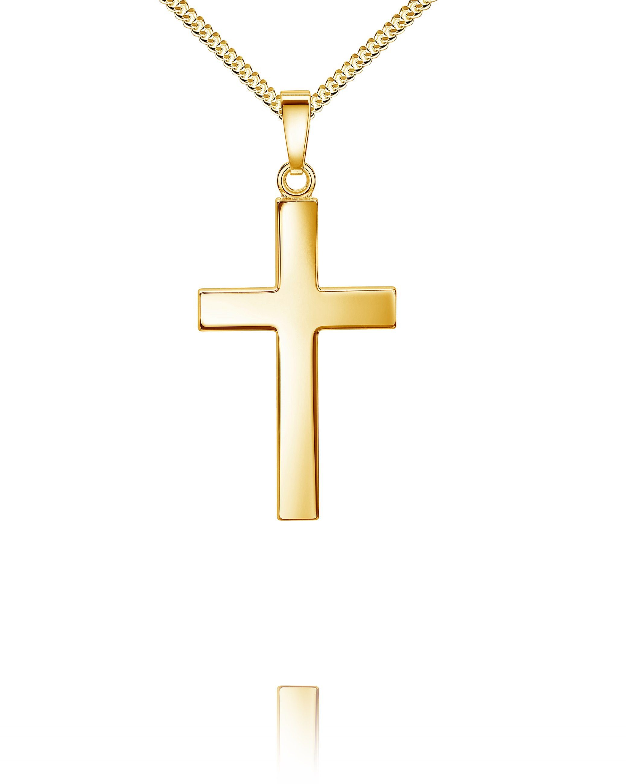 Kreuzkette 585 wählbar vergoldet- 36 (Goldanhänger, Herren), Gold und Made - Mit Kreuz--Anhänger Länge für Germany - 70 Kette Damen JEVELION in