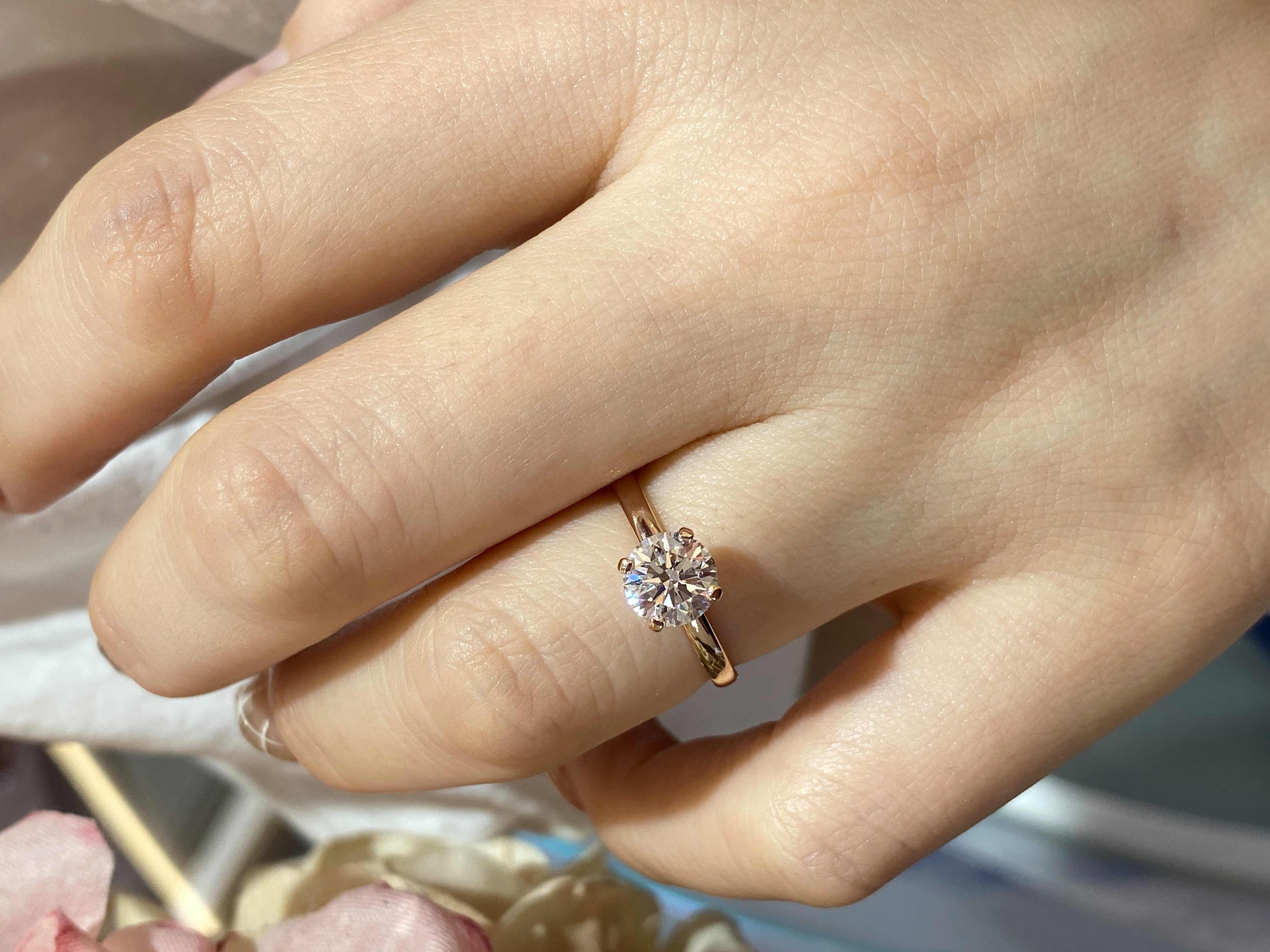 Jumpeak Diamantring Damen 585 Echtgold Ring, engagement ring, 1CT-2ct Lab-Zuchtdiamanten, 1CT, e, vs1, 3ex, mit IGI-Zertifikat, ein Liebesgeschenk für meine Frau.