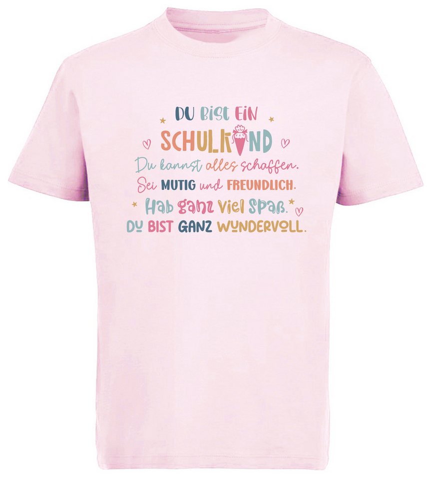 MyDesign24 T-Shirt Kinder Einschulungs T-Shirt 2026 Du bist ein Schulkind rosa kurzarm Regular Fit print Shirt i781