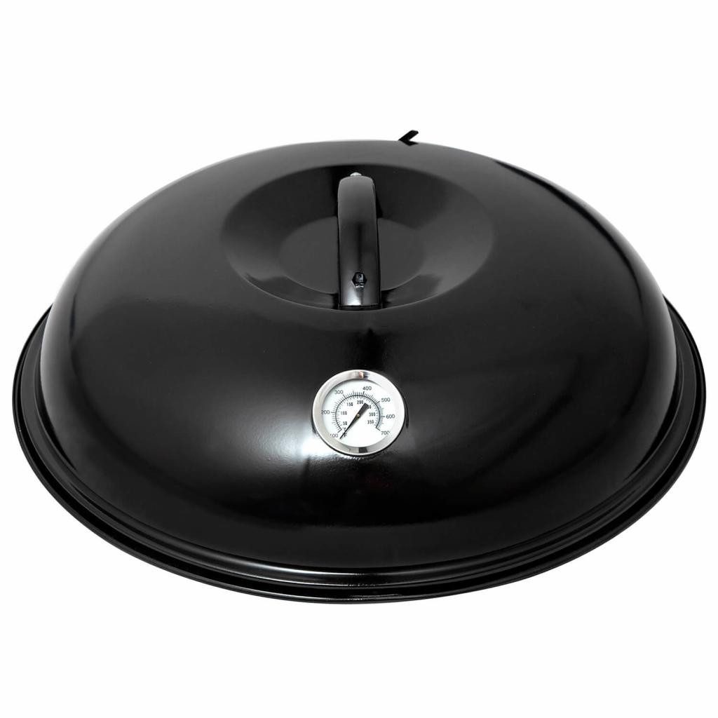 Paella World International Grillplattenaufsatz Backhaube 42cm mit Thermometer, Schwarz, 1-teilig, inkl. Abdampfvorrichtung und mit integriertem Thermometer