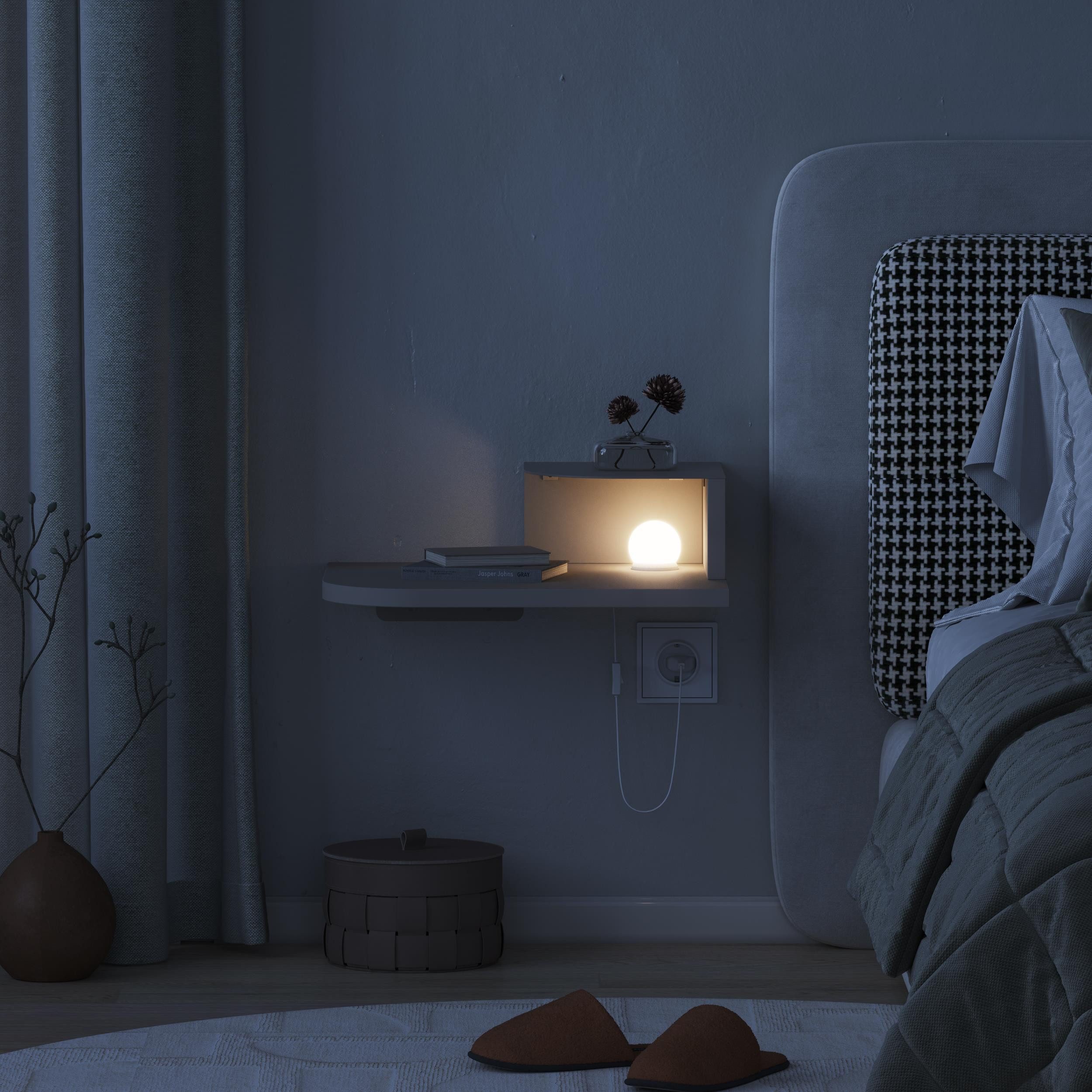 Decortie Nachttisch Decortie Nachttisch 30cm Eckmontage, 3-Farben-LED