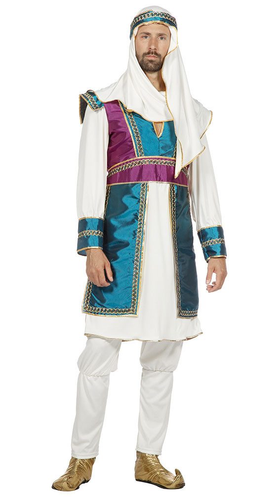 Karneval-Klamotten Kostüm Orientale Plus Size mit Kopfbedeckung hochwertig, 1001 Nacht Herrenkostüm Bollywood Ali Baba bunt luxus große Größen