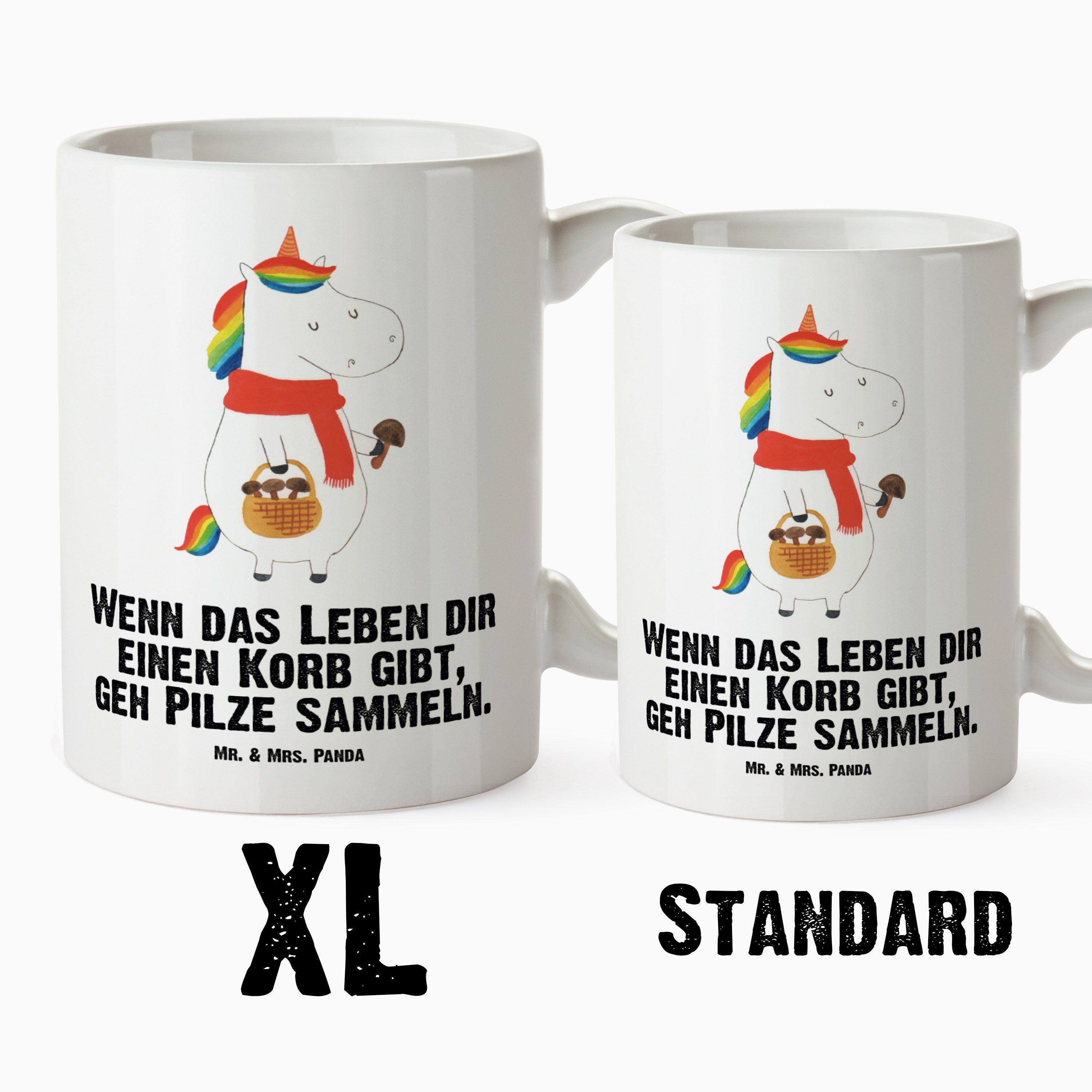 Mr. - Panda Gro, Unicorn, Tasse XL Mrs. - Becher, Tasse Keramik Einhorn Geschenk, & XL Weiß Pilz Liebeskummer,