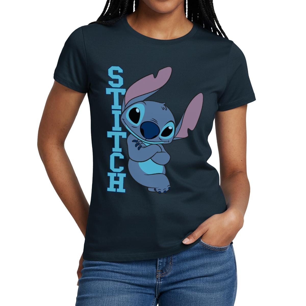 T-Shirt Lilo & Stitch, Stitch Mit Schriftzug Frauen T-Shirt
