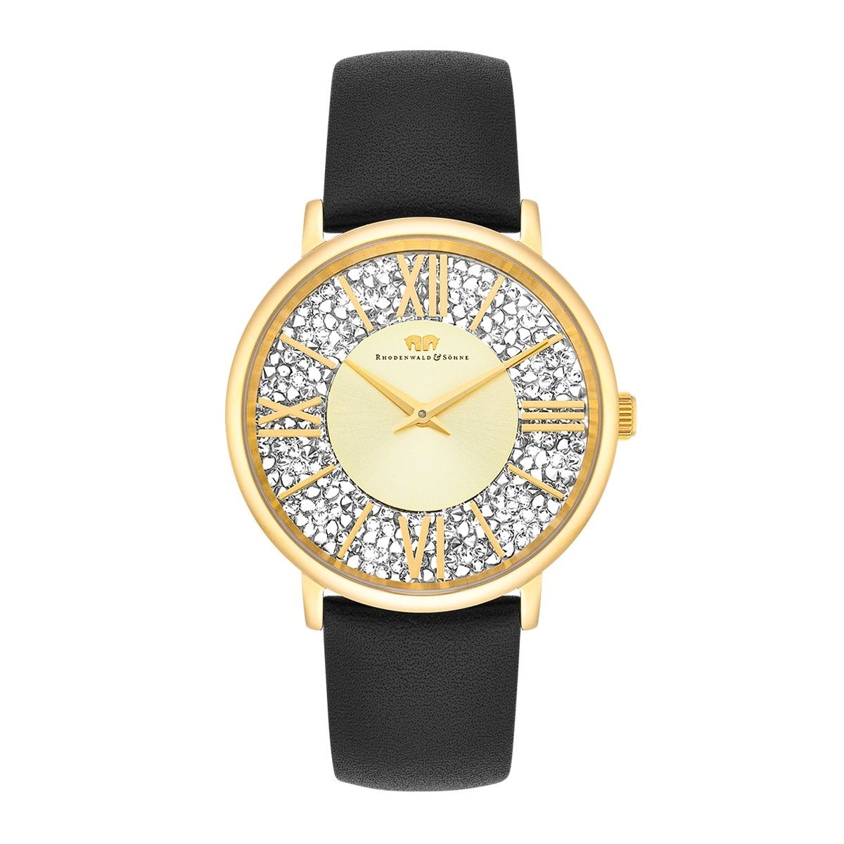 Rhodenwald & Söhne Quarzuhr Pamina schwarz, verziert mit Kristallen günstig online kaufen