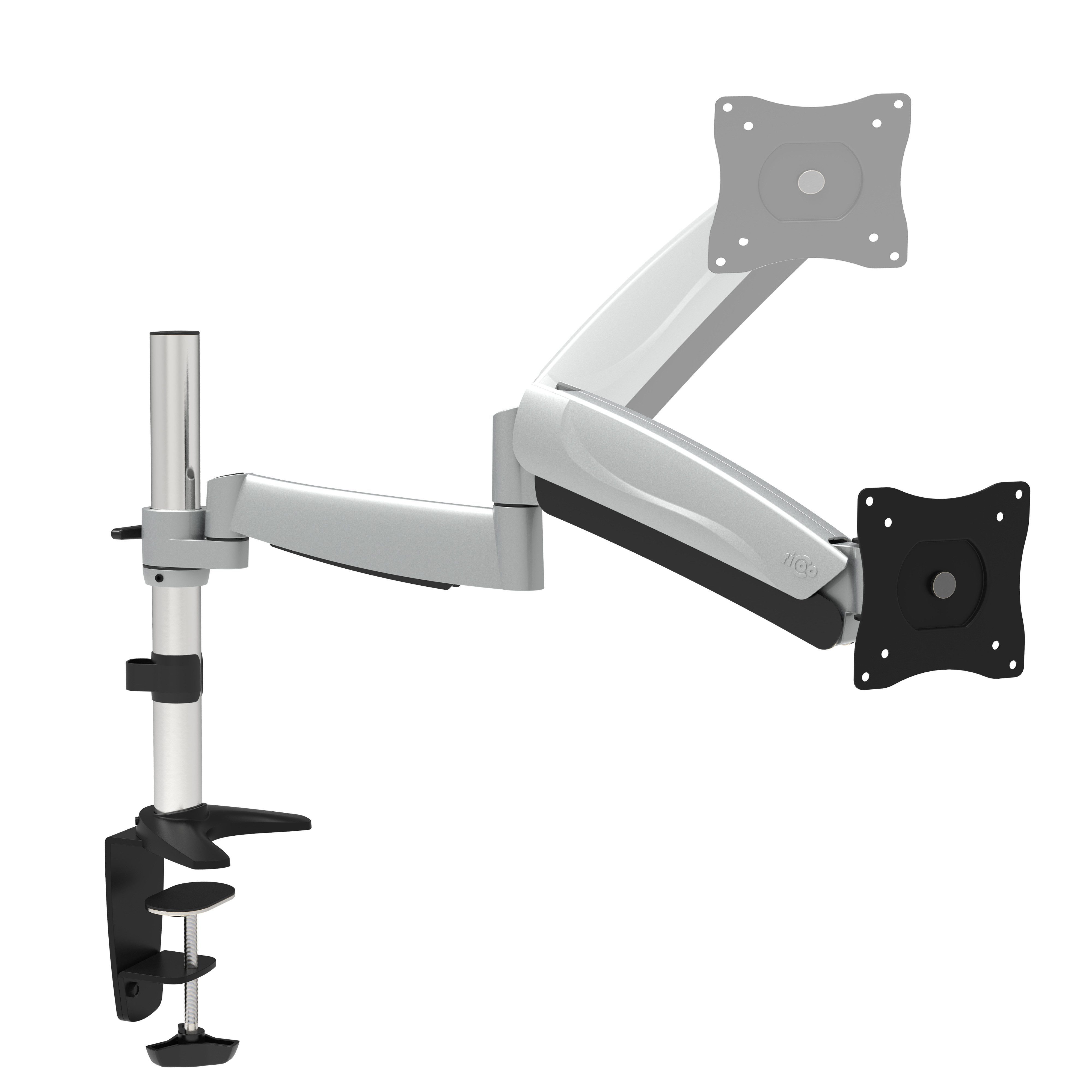 RICOO Monitor-Halterung Schreibtisch Halterung für Monitor TV Bildschirm TS3011, (bis 32 Zoll, VESA 75x75 und 100x100, 1-tlg., min. 2,5kg - max. 9 kg Belastbarkeit, von 33-81 cm (13"-32) Diagonale, Neigbar +40°/-90°, drehbar bis 360°, schwenkbar bis 180)