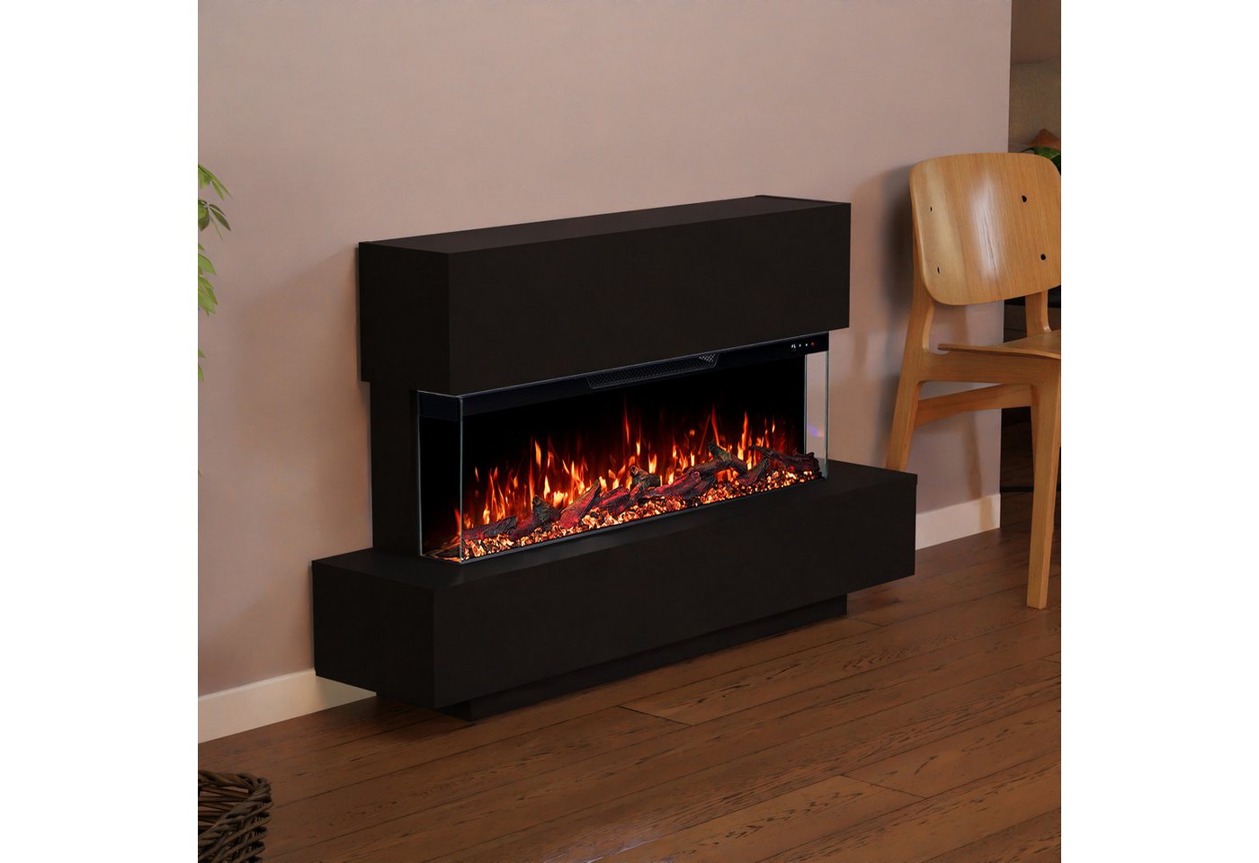 GF Core Elektrokamin GF Core Cobalt Standkamin Elektrokamin Schwarz 36, Elektrischer Kamin mit APP Steuerung, Heizleistung (900- 1800 W)