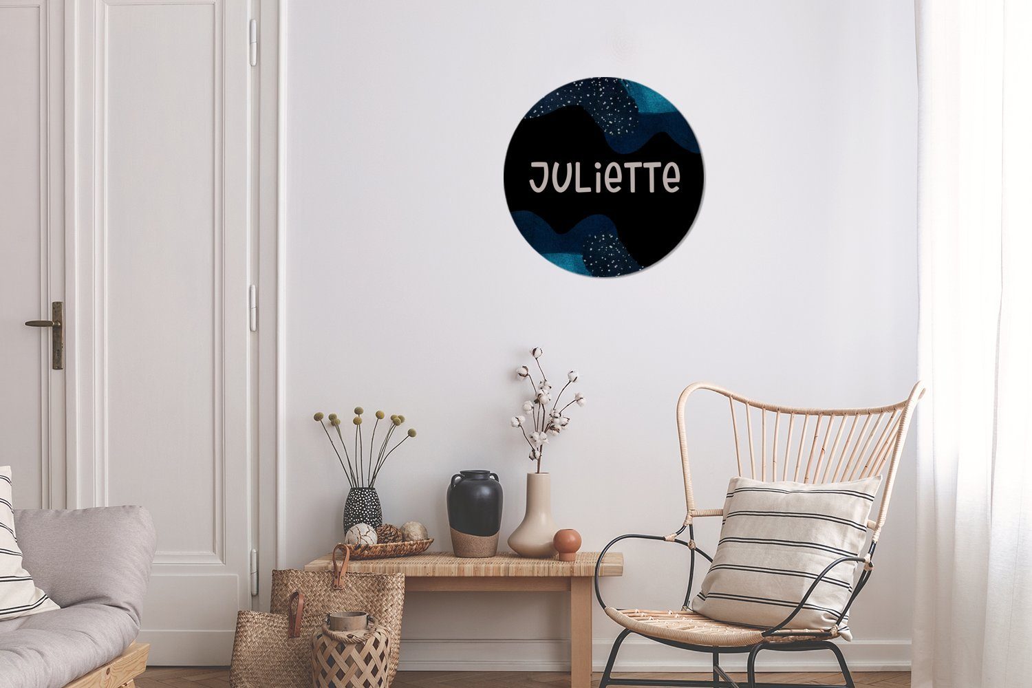 Juliette Pastell - - für St), Wohnzimmer MuchoWow Tapetenaufkleber, Rund, Tapetenkreis Wandsticker Kinderzimmer, (1 Mädchen