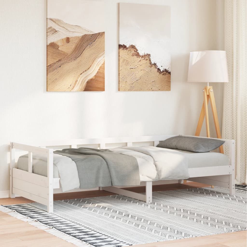 vidaXL Bett, Tagesbett ohne Matratze Weiß 90x190 cm Massivholz Kiefer günstig online kaufen