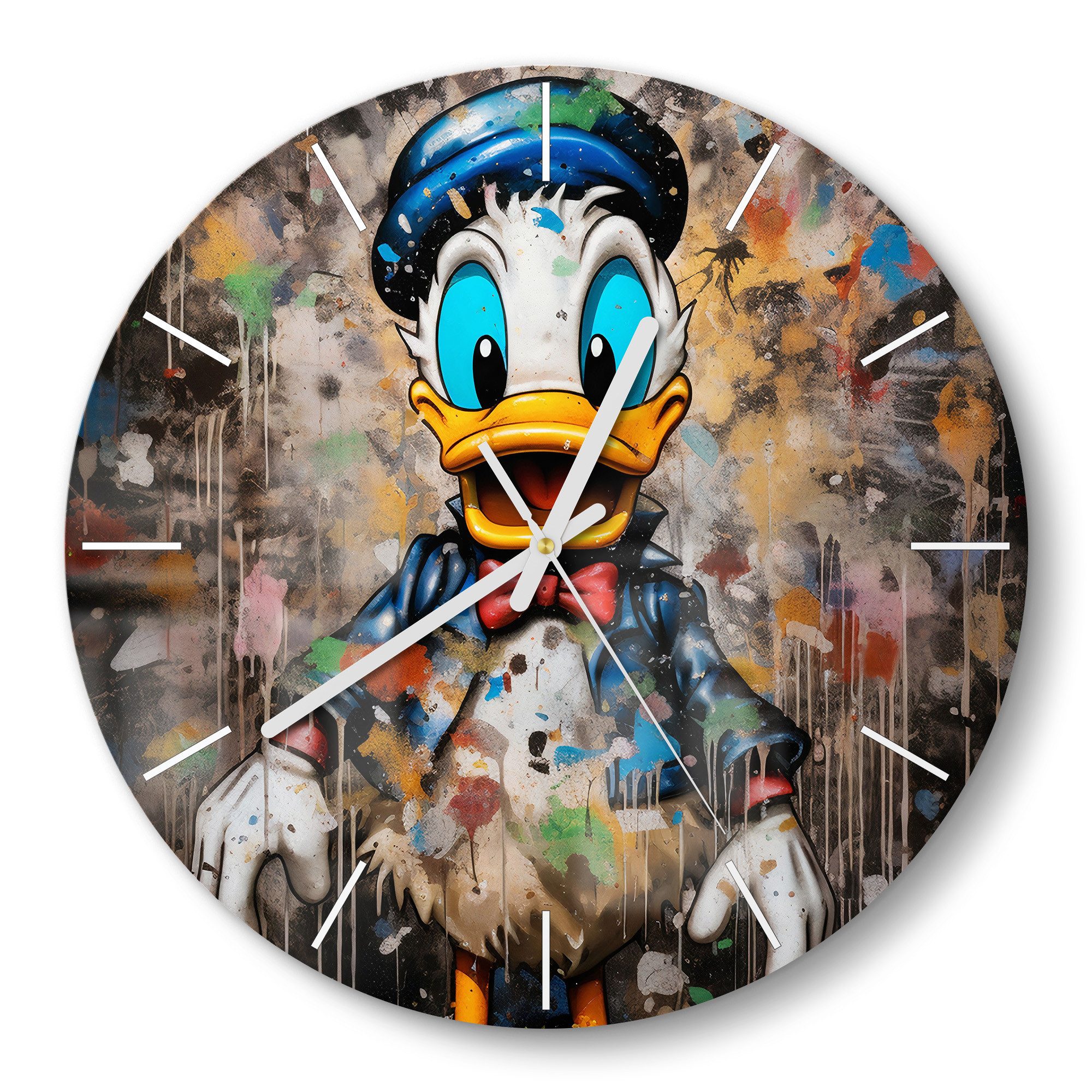 DEQORI Wanduhr 'Bunter Entencharakter' (Glas Glasuhr günstig online kaufen