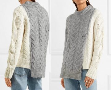 MONCLER Strickpullover MONCLER KNITWEAR Two-tone cable-knit Sweater Jumper Strick-Pulli Pullo