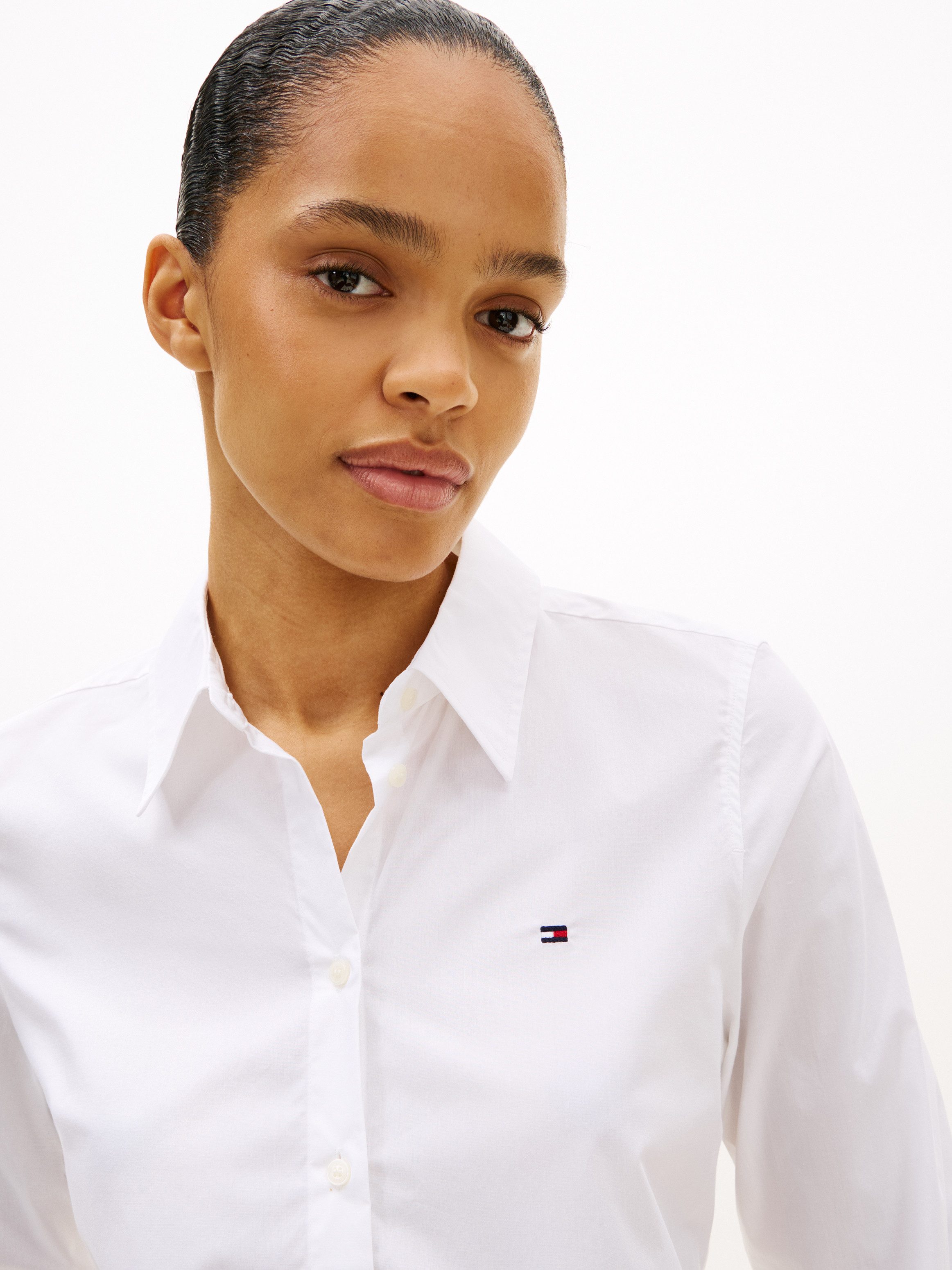Tommy Hilfiger Hemdbluse STRETCH REGULAR LS SHIRT mit gesticktem Tommy Hilfiger Logo, Regular Fit