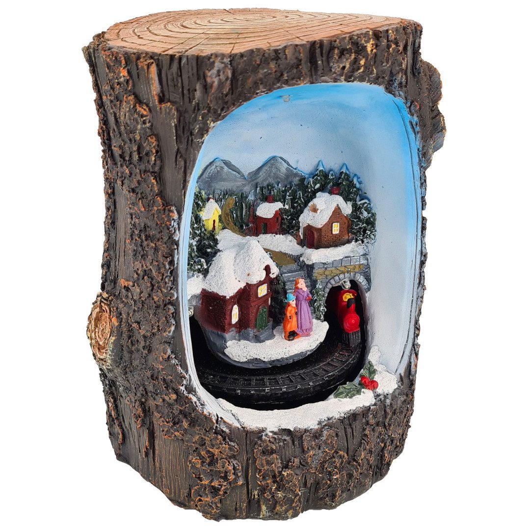 abc HOME LED-Dekofigur Baumstumpf, Winterdorf, LEDs, Batteriebetrieben