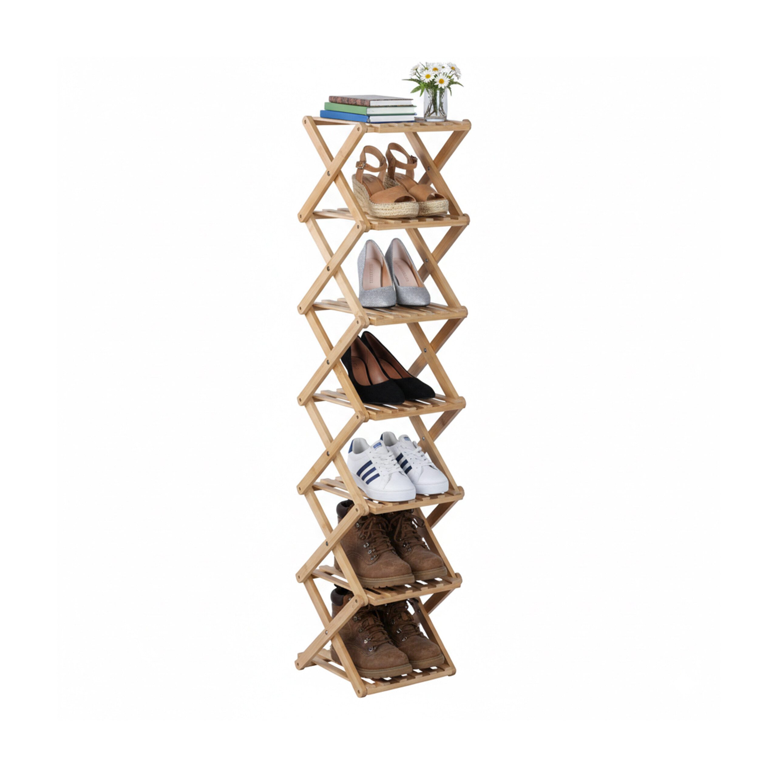 relaxdays Schuhregal Faltbares Schuhregal aus Bambus, 1-tlg., 7