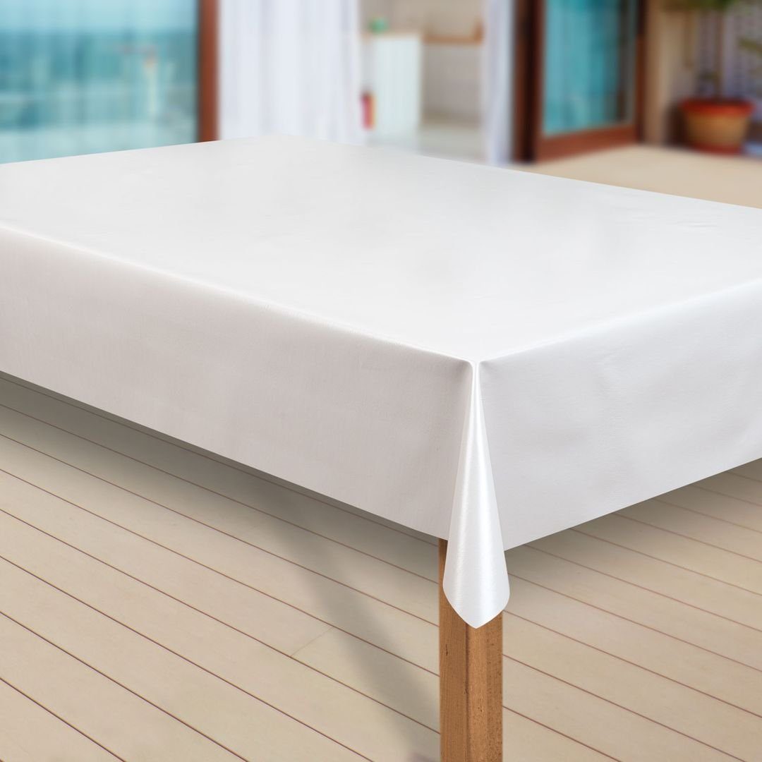 laro Tischdecke Wachstuch-Tischdecken Abwaschbar Uni weiß rechteckig