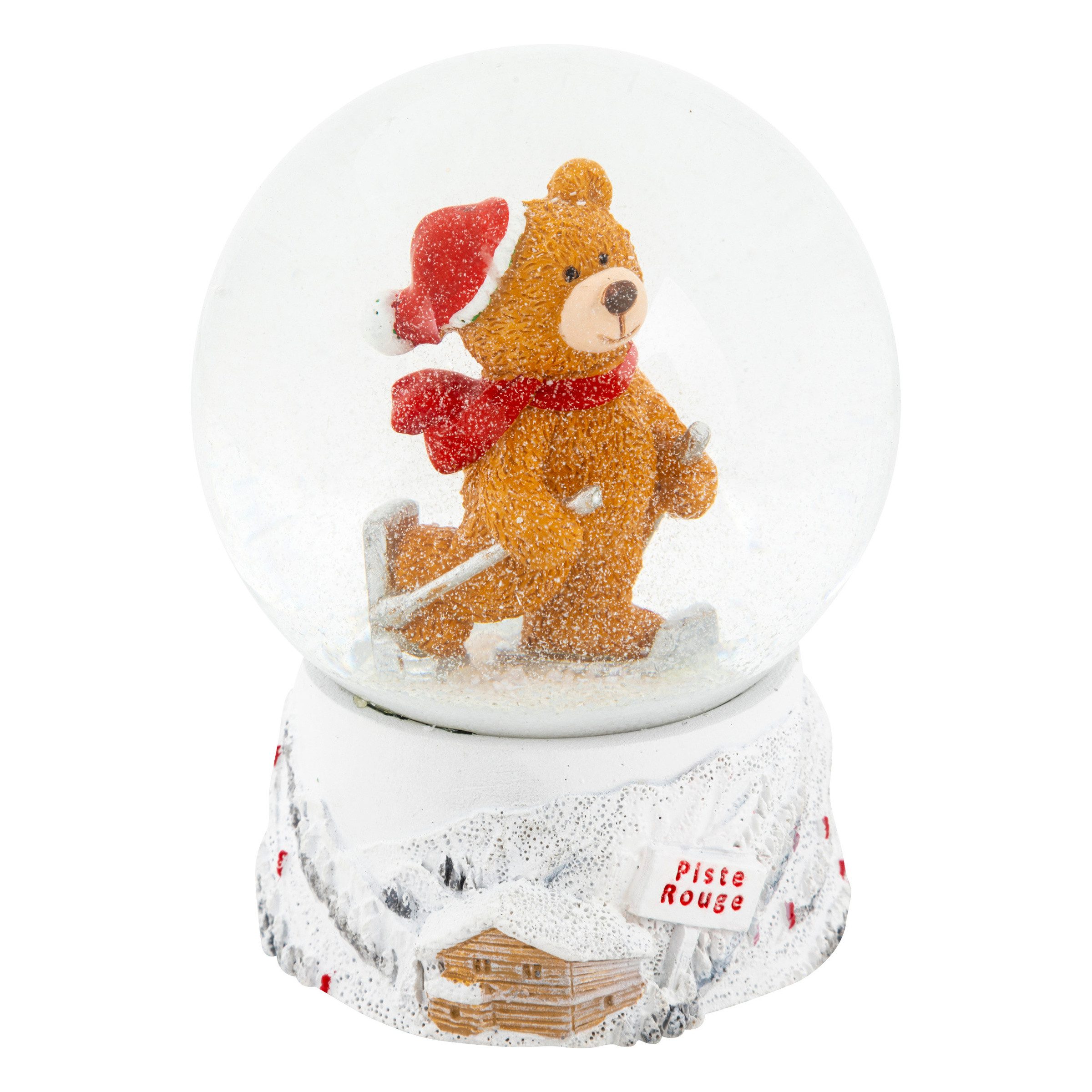 Atmosphera Créateur d'intérieur Weihnachtsfigur Schneekugel, Bär auf Skiern, Ø 8 cm (Deko-Objekt, Deko-Objekt)
