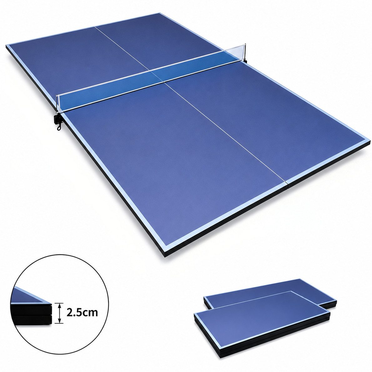 LVHOM Tischtennisplatte 244 x 122cm, Groß/Blau: Klappbar & Wetterfest für Indoor/Outdoor (ohne Gestell, faltbar, für Training allein, Familien-Spaß und platzsparende Aufbewahrung., Material: MDF, (L x B x H): 244 x 122 x 1,2 cm, Gewicht: 25 kg), Einfach a