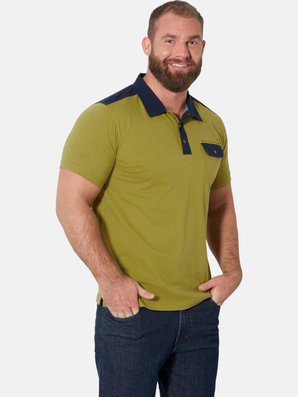 Jan Vanderstorm Poloshirt FANJEL mit Knöpfen in Messing-Optik