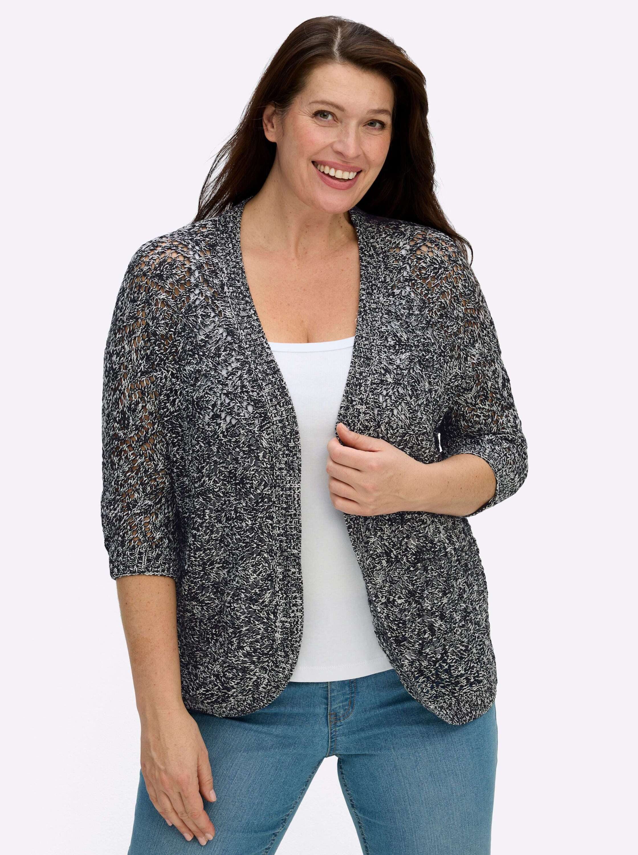 Sieh an! Strickjacke Ajour-Strickjacke 3/4-Arm Ajour günstig online kaufen