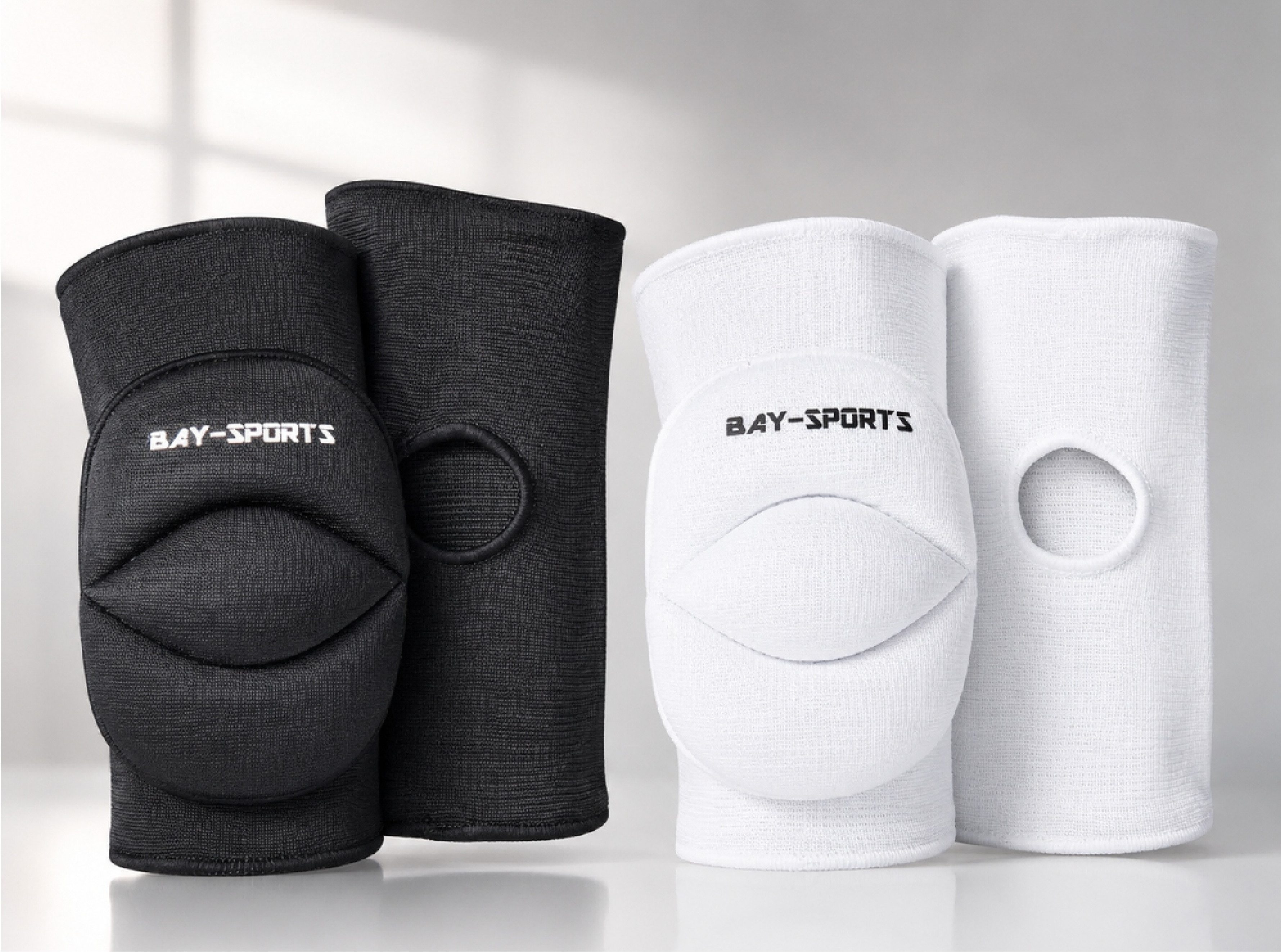 BAY-Sports Knieprotektor Knieschützer Knieschoner Knieschutz Kniepolster Bandage KNEE ATTACK, stabilisierend, stoßdämpfend, elastisch, atmungsaktiv, Schwarz