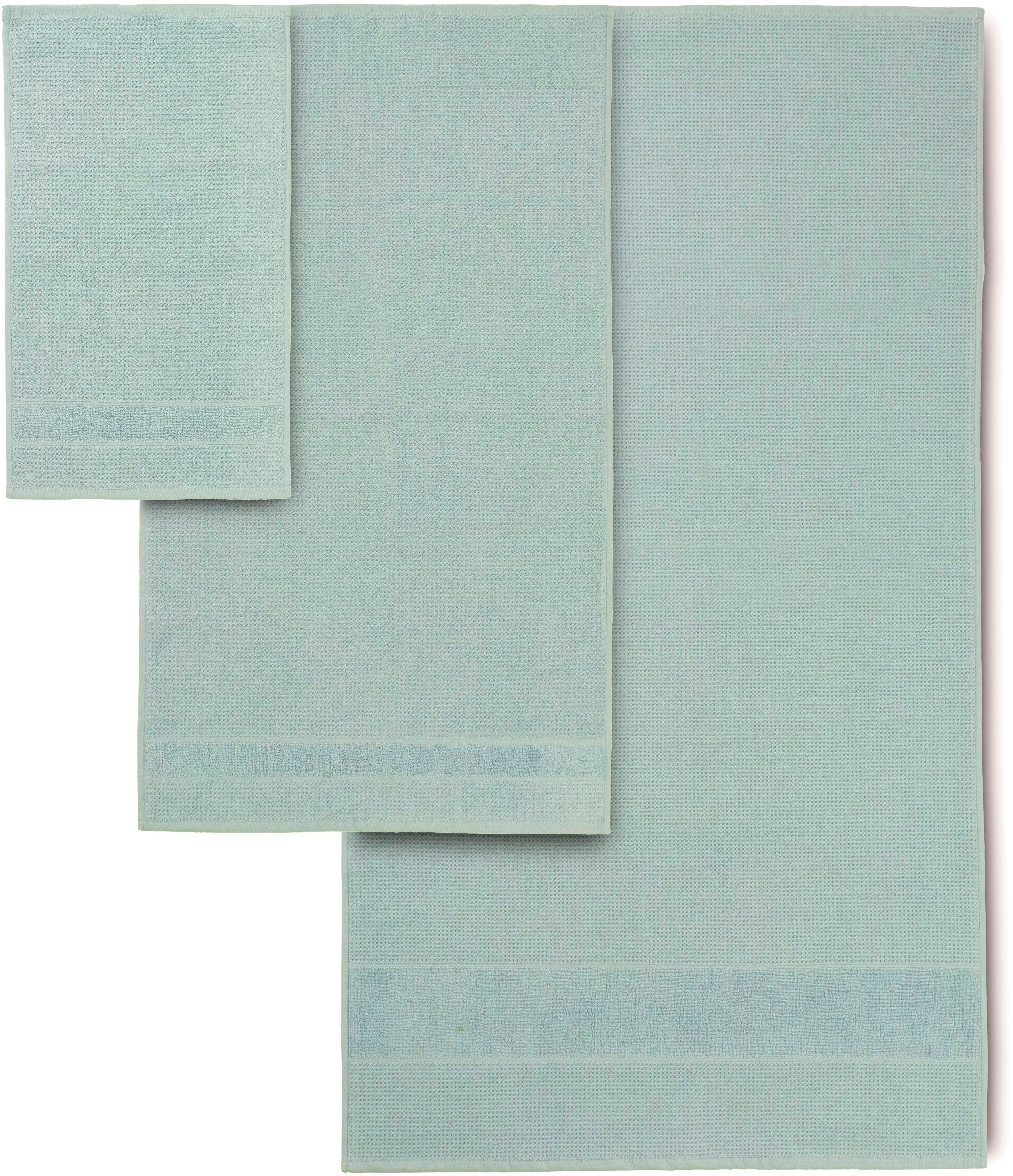 OTTO home Handtuch Set Kimi, Duschtuch, Handtücher und Gästetücher, Walkfrottee (Set, 5-St), 100% Baumwolle, einfarbig, weich, mit Bordüre, besondere Struktur