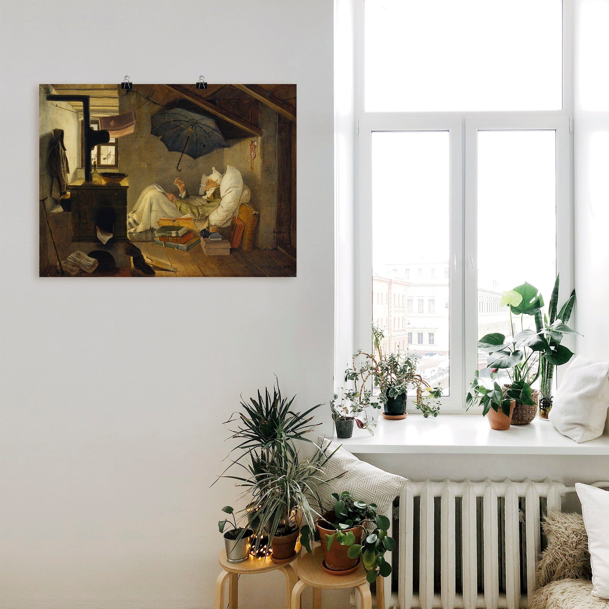 Artland Wandbild Der arme Poet. 1839, Mann (1 St), als Leinwandbild, Poster in verschied. Größen