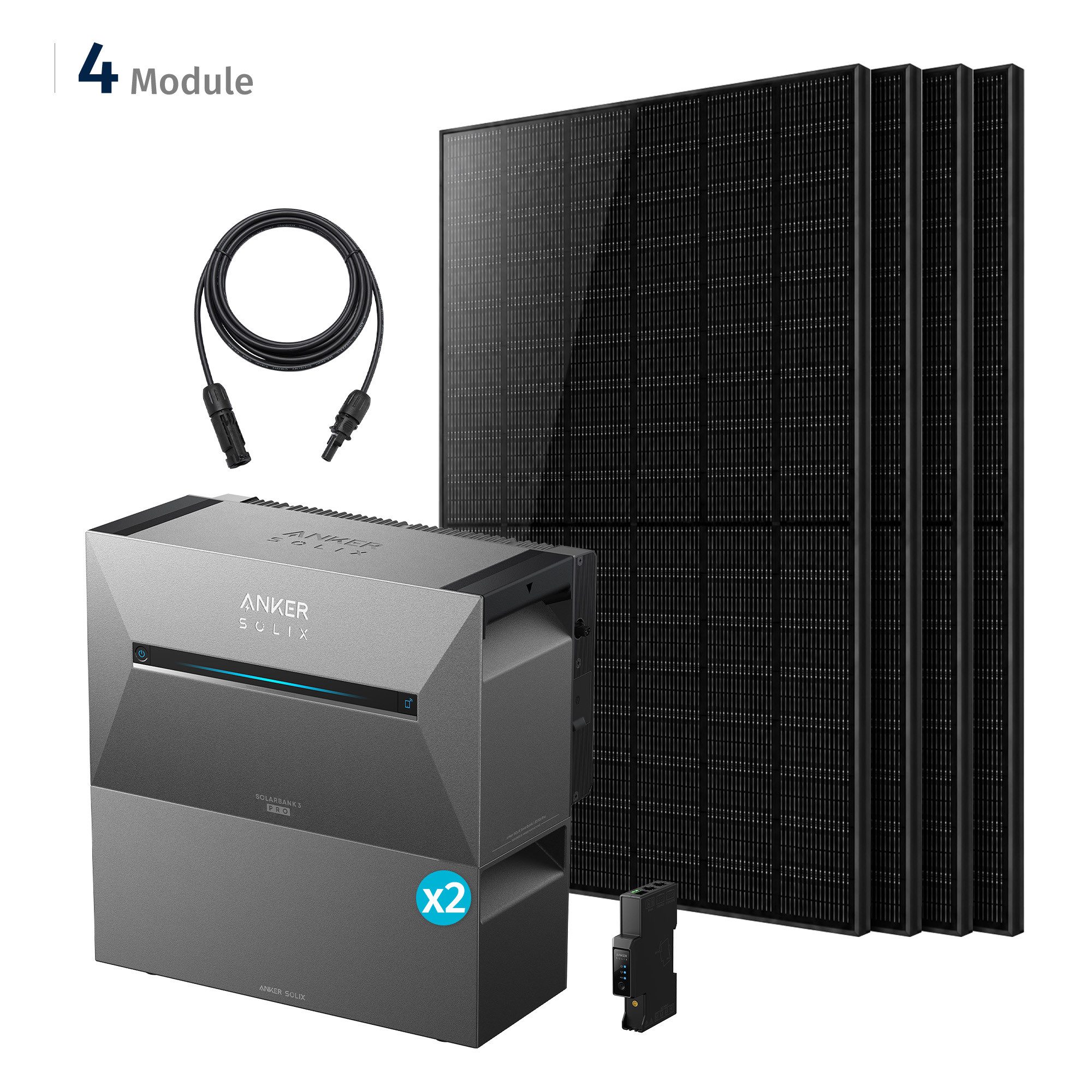 SolarMars Balkonkraftwerk mit Speicher 2000W Anker Solix Solarbank 3 E2700 Pro, 2000 W, Monokristallin, (mit optionaler BP2700 Erweiterungsakku und Halterung), mit intelligenter KI zur dynamischen Überwachung des Stromverbrauchs