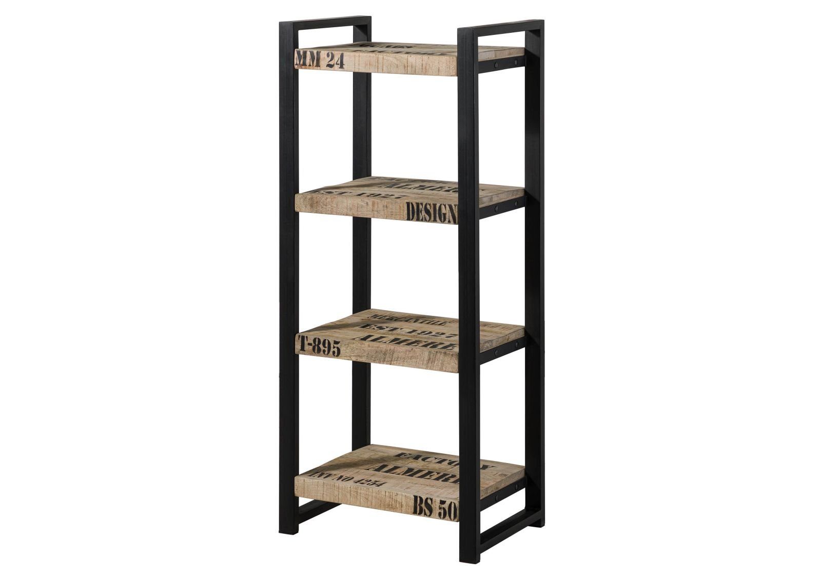 Massivmoebel24 Bücherregal, 1-tlg., Regal Mango 60x40x140 natur bedruckt FACTORY #107