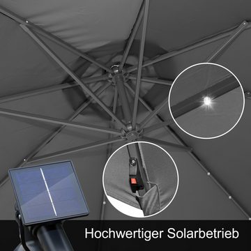 Bettizia Sonnenschirm Ø 300/350cm Sonnenschirm mit LED Ampelschirm Gartenschirm, Aluminium/Polyester