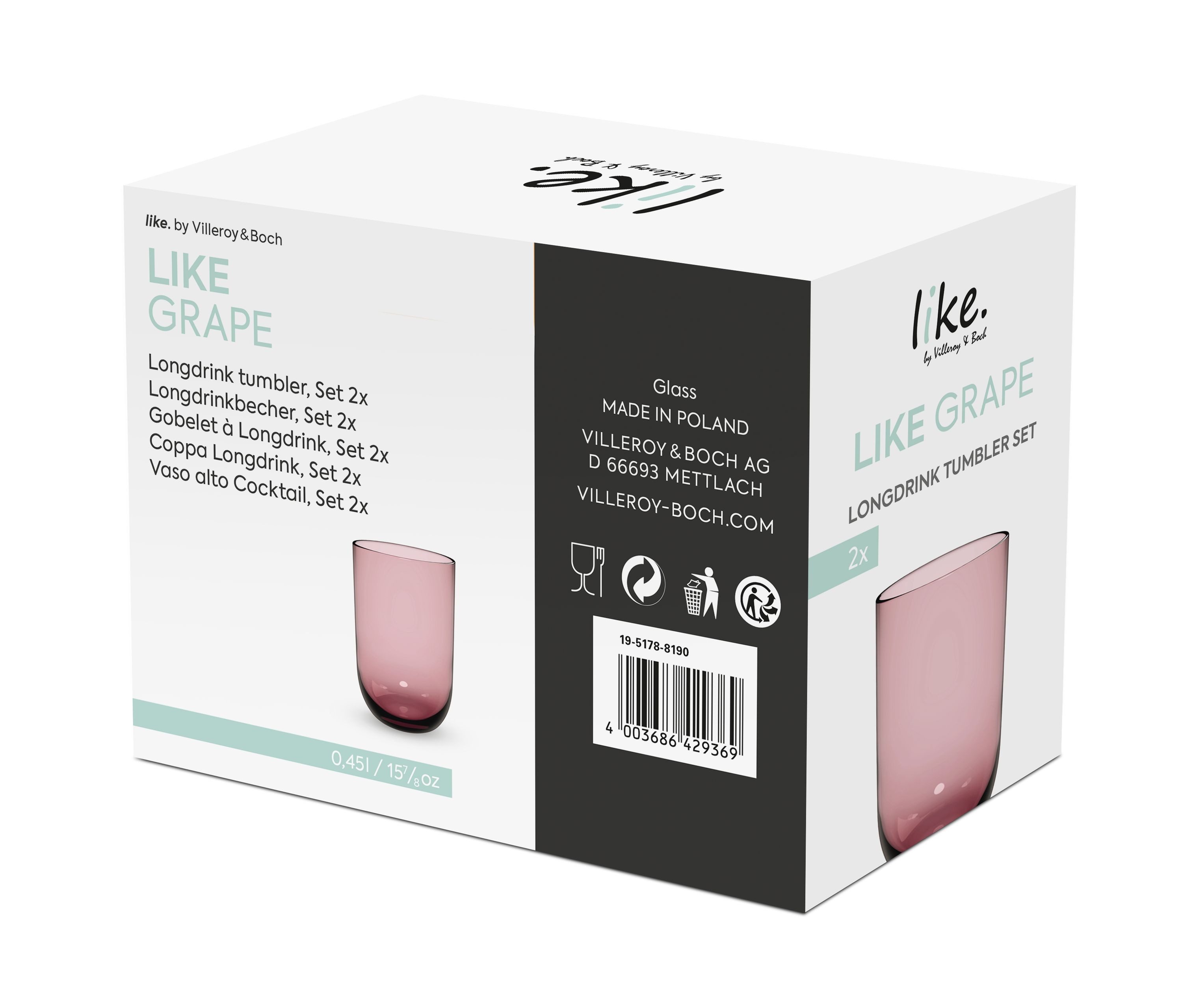 like. by Villeroy & Boch Gläser-Set Like Grape Longdrinkbecher Set 2tlg, Kristallglas – Bild 4 von 5