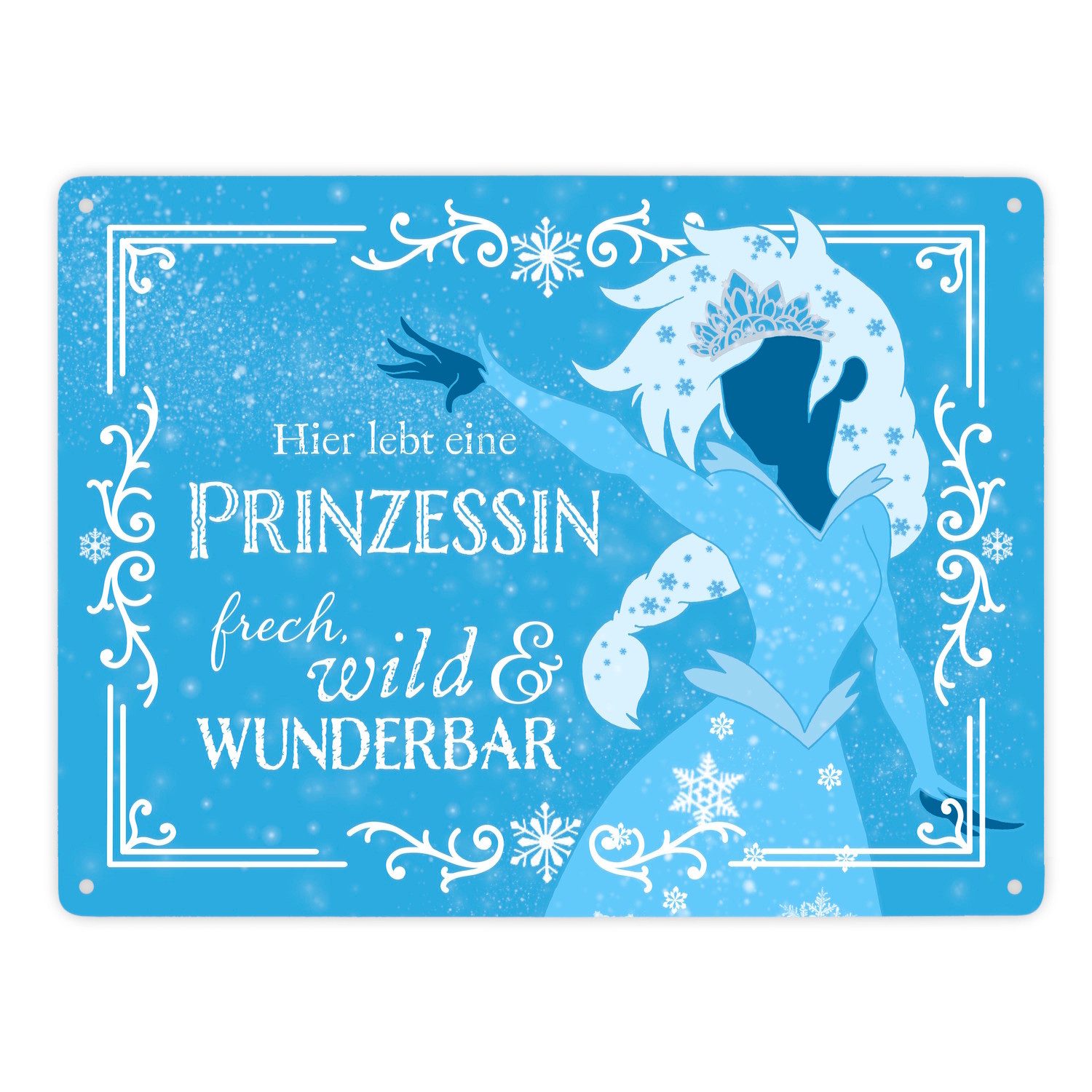 speecheese Metallschild Hier lebt eine Prinzessin Metallschild XXL in 28x38 cm mit