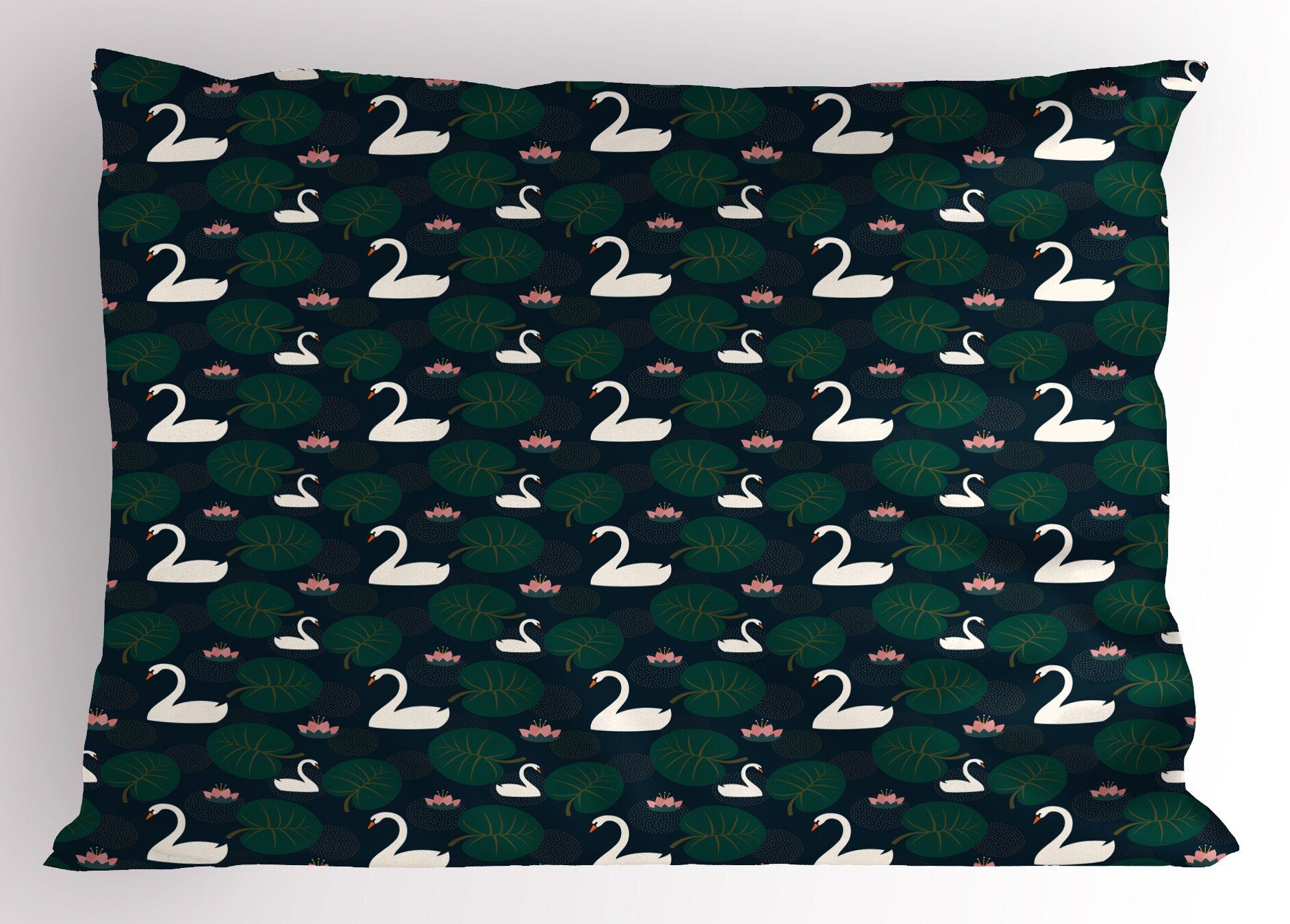 Abakuhaus Stück), Queen Dekorativer Swans Size und Kissenbezüge Kopfkissenbezug, Vogel-Wasser-Lilien (1 Blätter Gedruckter