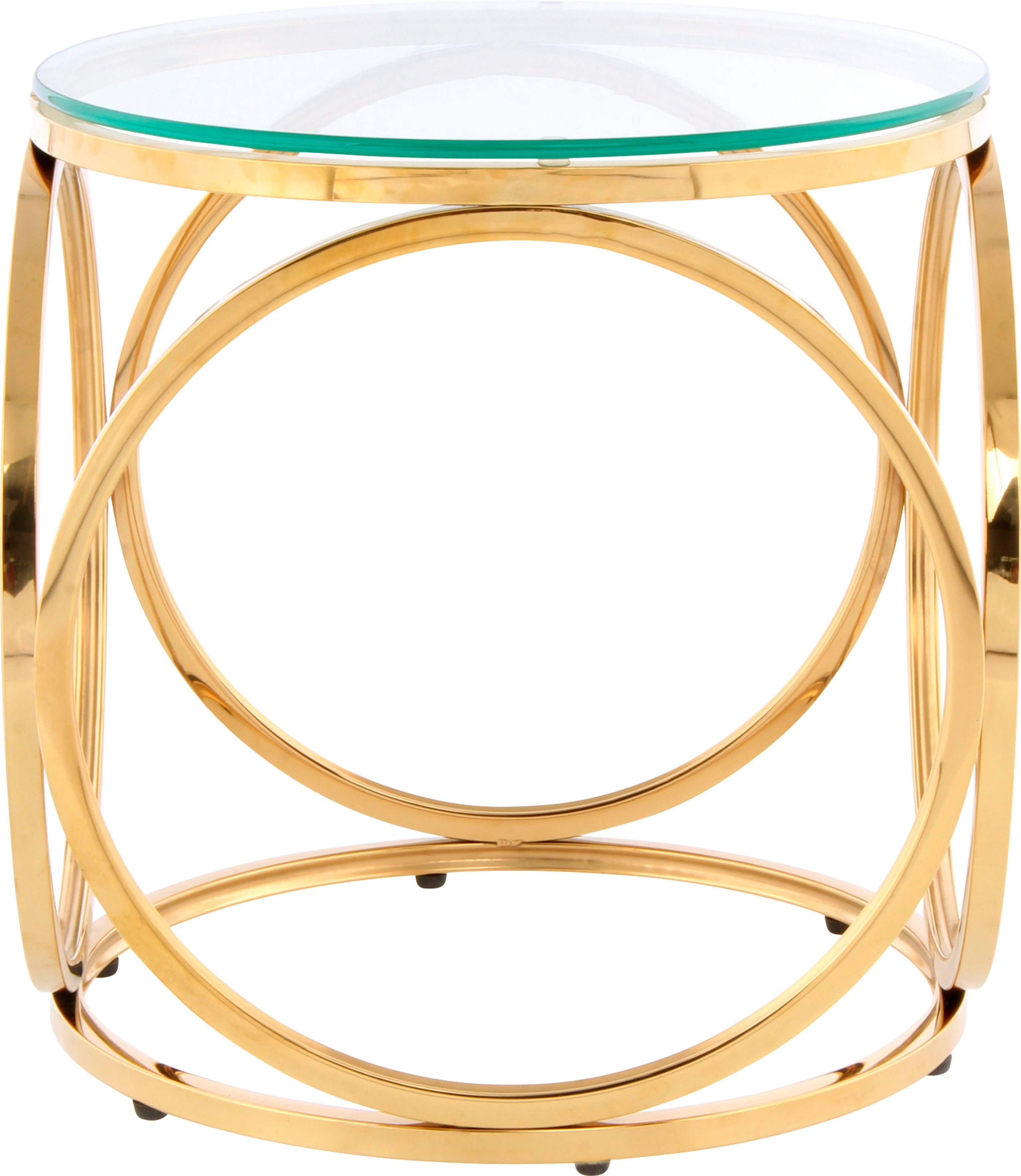 Kayoom Beistelltisch Beistelltisch Whitney 125, Glamouröses Design, hochwertige Verarbeitung, pflegeleicht klar | gold | klar | Ablagetische