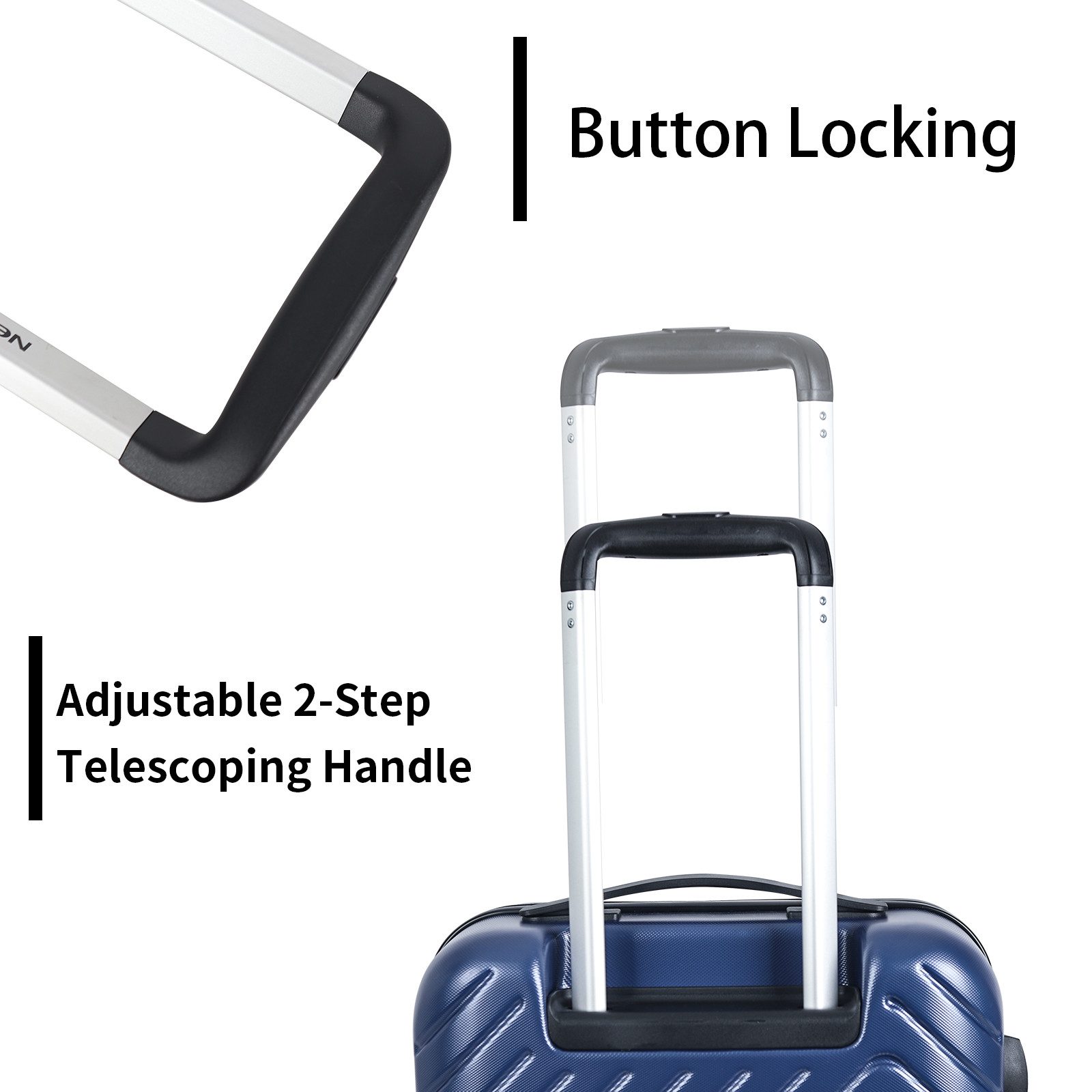 NEWCOM Hartschalen-Trolley Hartschalenkoffer aus recyceltem Material, Super Leicht Reisekoffer, 4 Rollen, Handgepäck Blau, umweltfreundlich,TSA Schloss