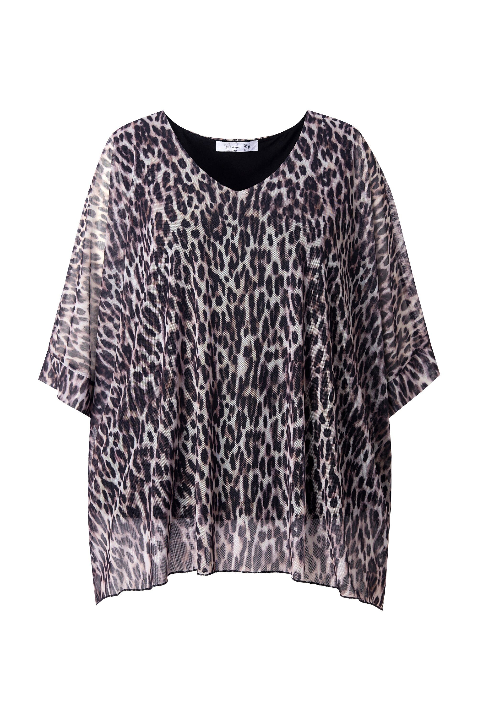 MIAMODA Druckbluse Mesh-Bluse oversized Leo blickdichtes Jerseytop günstig online kaufen