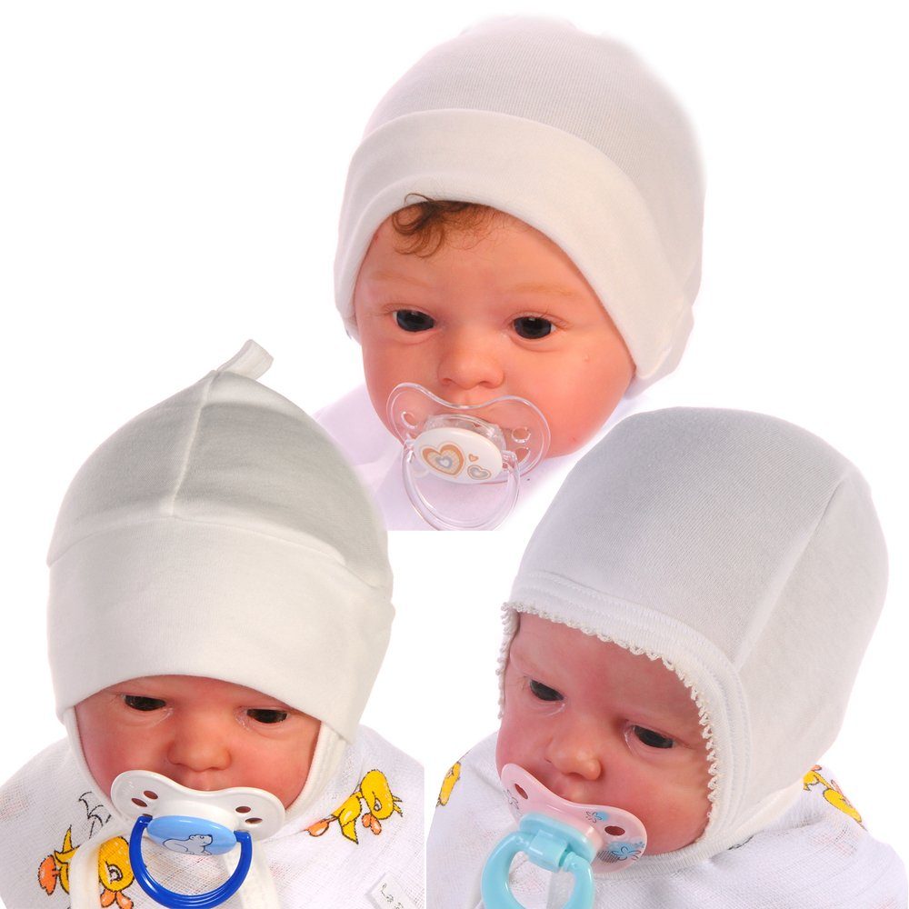 Erstlingsmütze Babymützen 3er Pack Creme Erstlingsmütze Baby