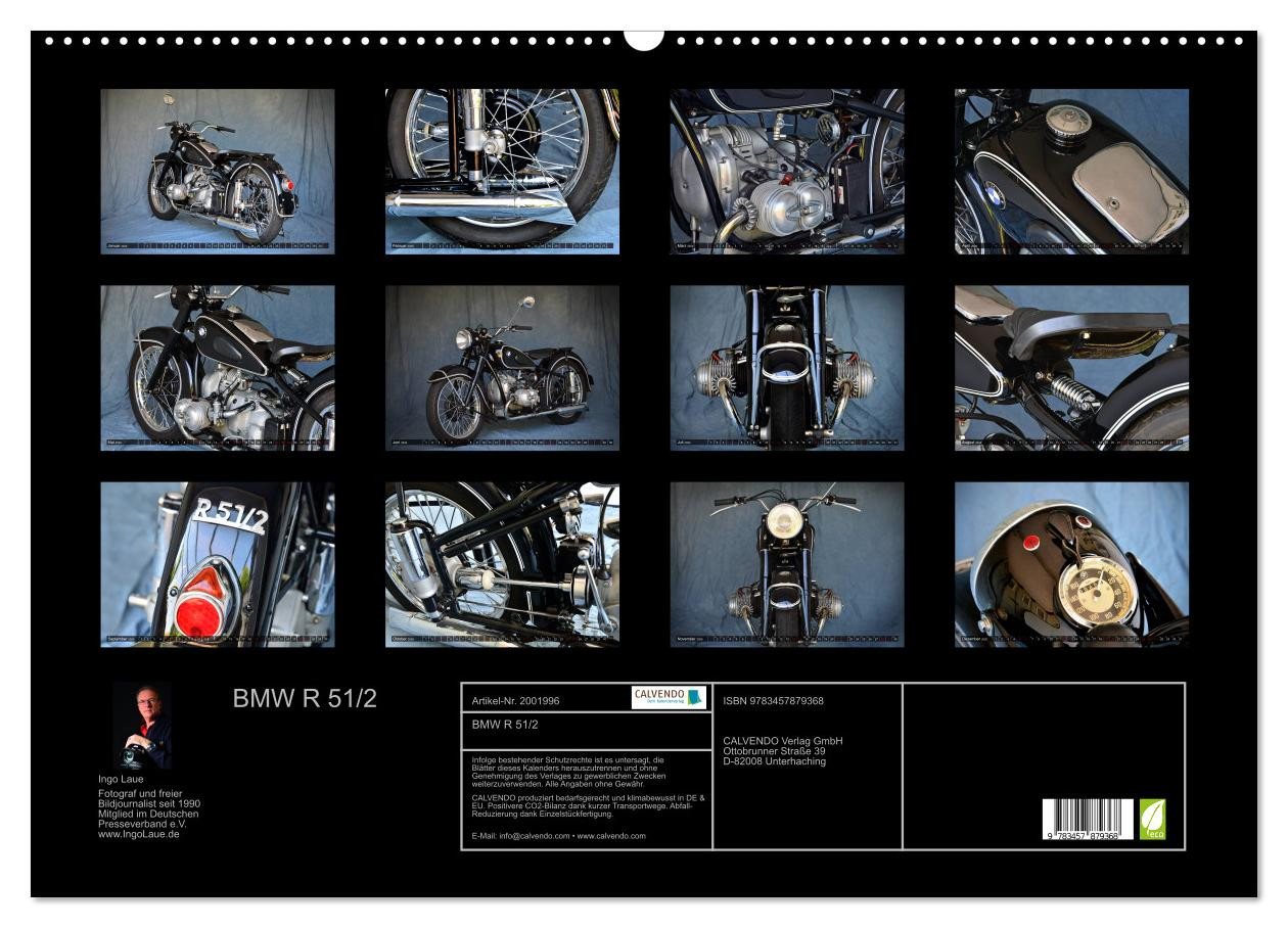 Thumbnail - CALVENDO Wandkalender BMW R 51/2 (Wandkalender 2026 DIN A2 quer), CALVENDO Monatskalender