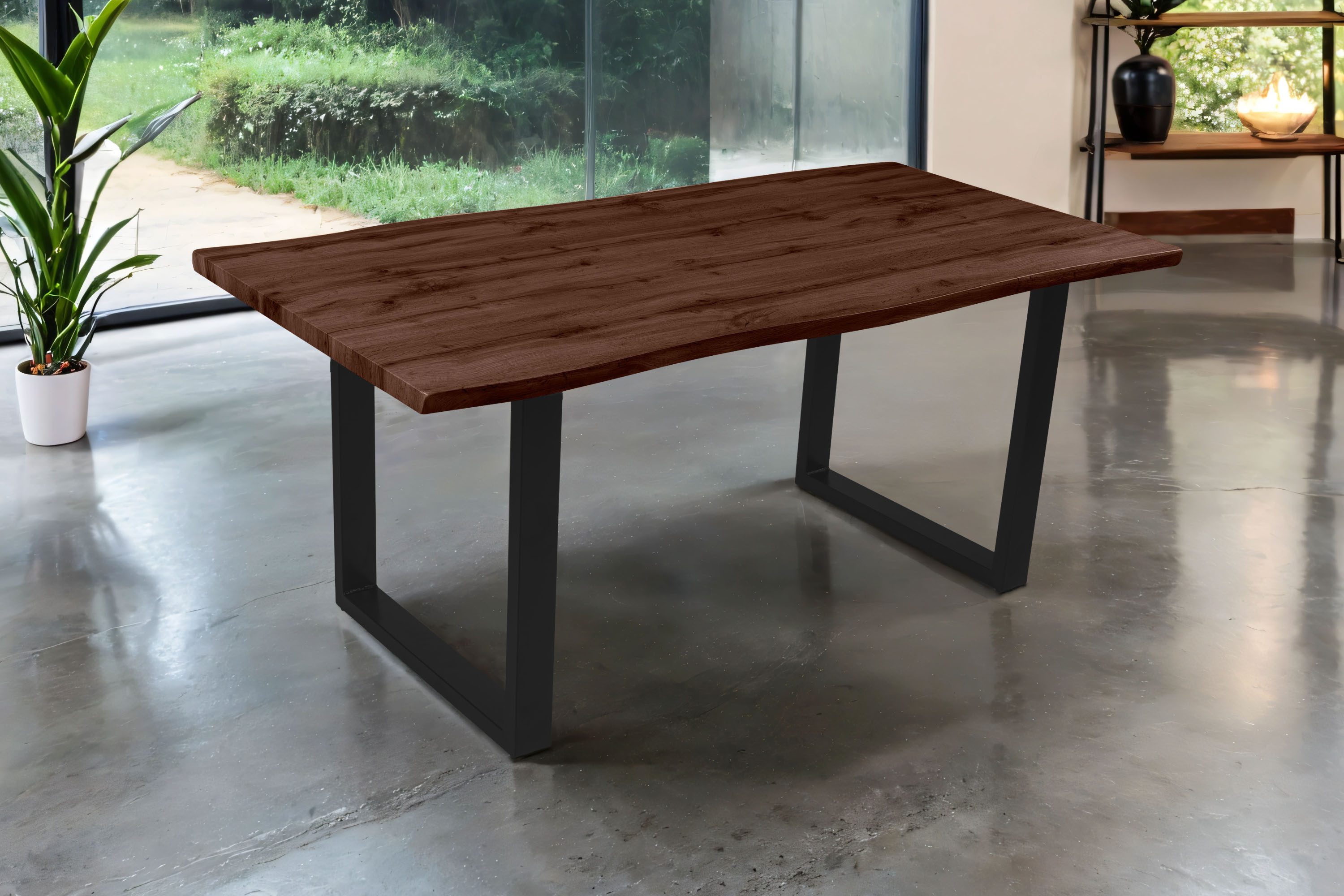 SAM® Esstisch Thoran, Holz-Optik Nuss, U-Metallgestell, Baumkante günstig online kaufen