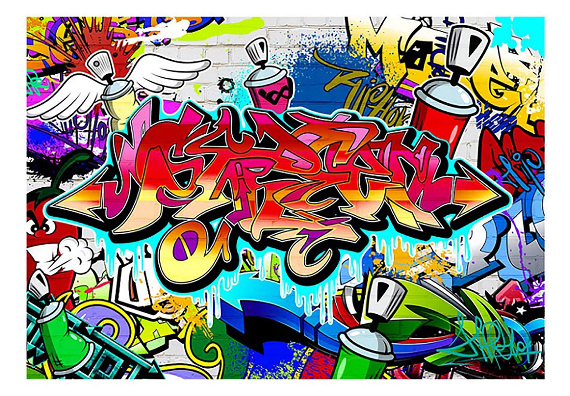 KUNSTLOFT Vliestapete Graffiti Madness 1.5x1.05 m, halb-matt, lichtbeständige Design Tapete