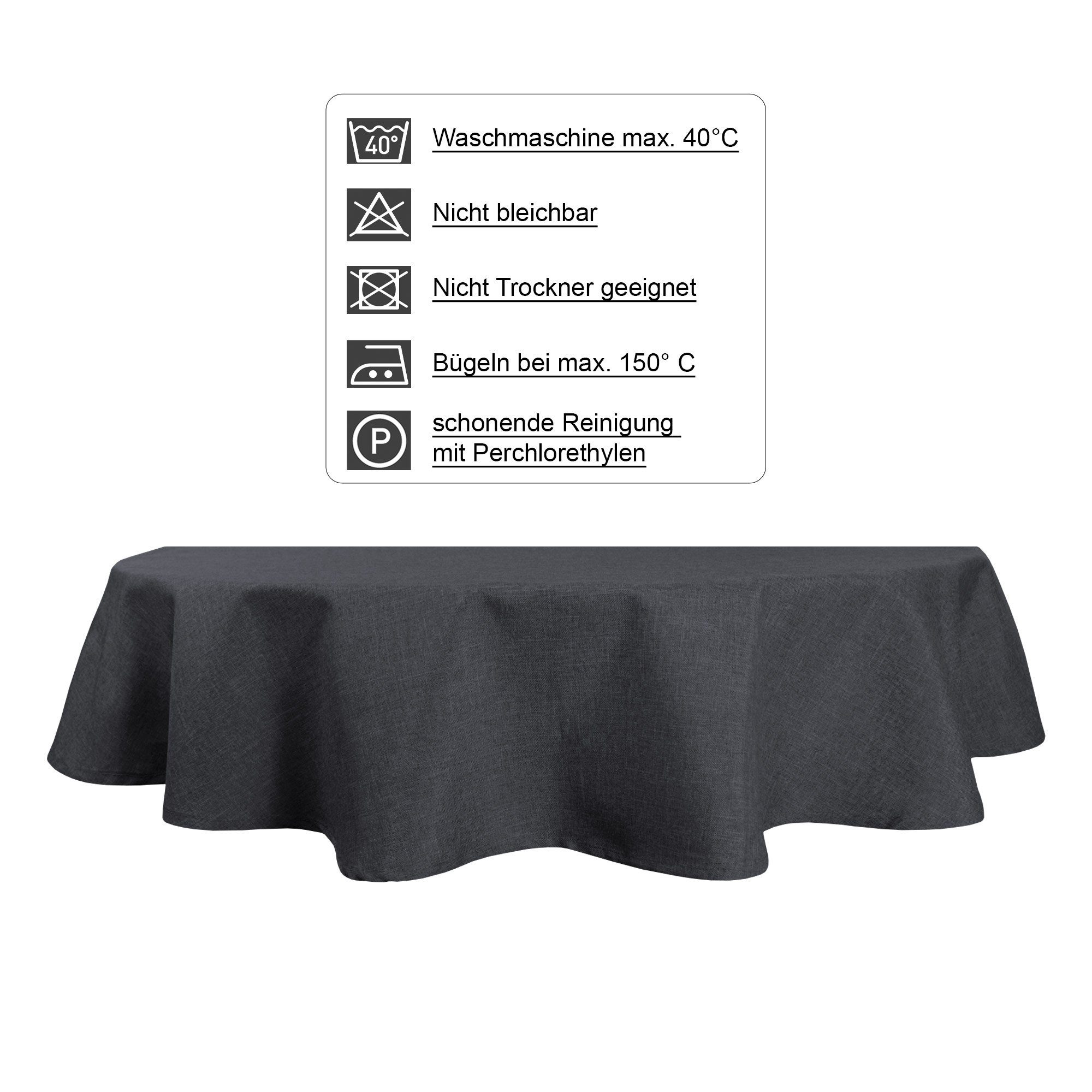 Haus und Deko Tischdecke Tischdecke oval Leinenoptik Lotuseffekt Tischwäsche Wasserabweisend (1-tlg)